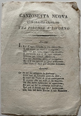 Canzonetta nuova contrasto curioso tra Firenze e Livorno.