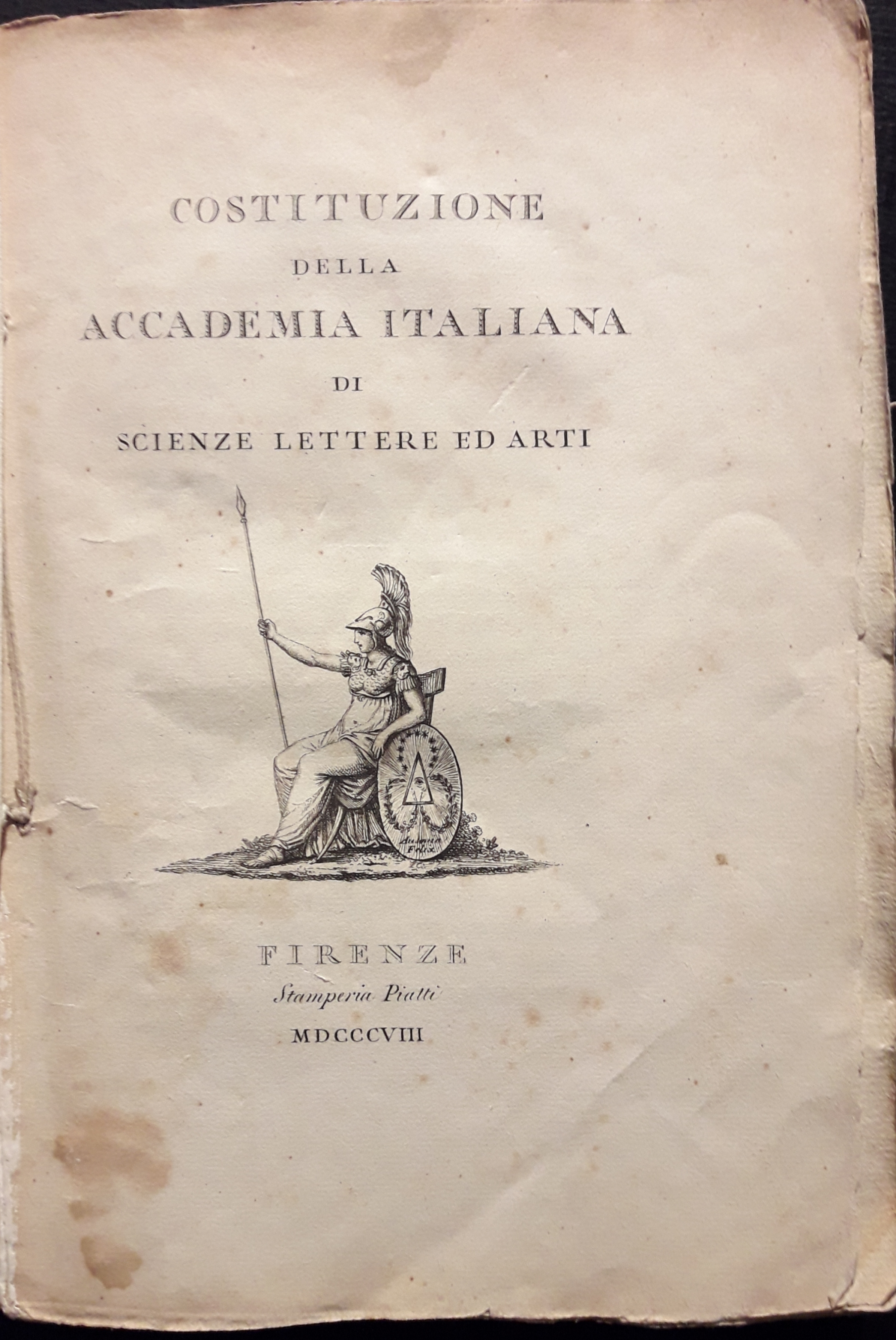 Costituzione della Accademia Italiana di Scienze Lettere ed Arti