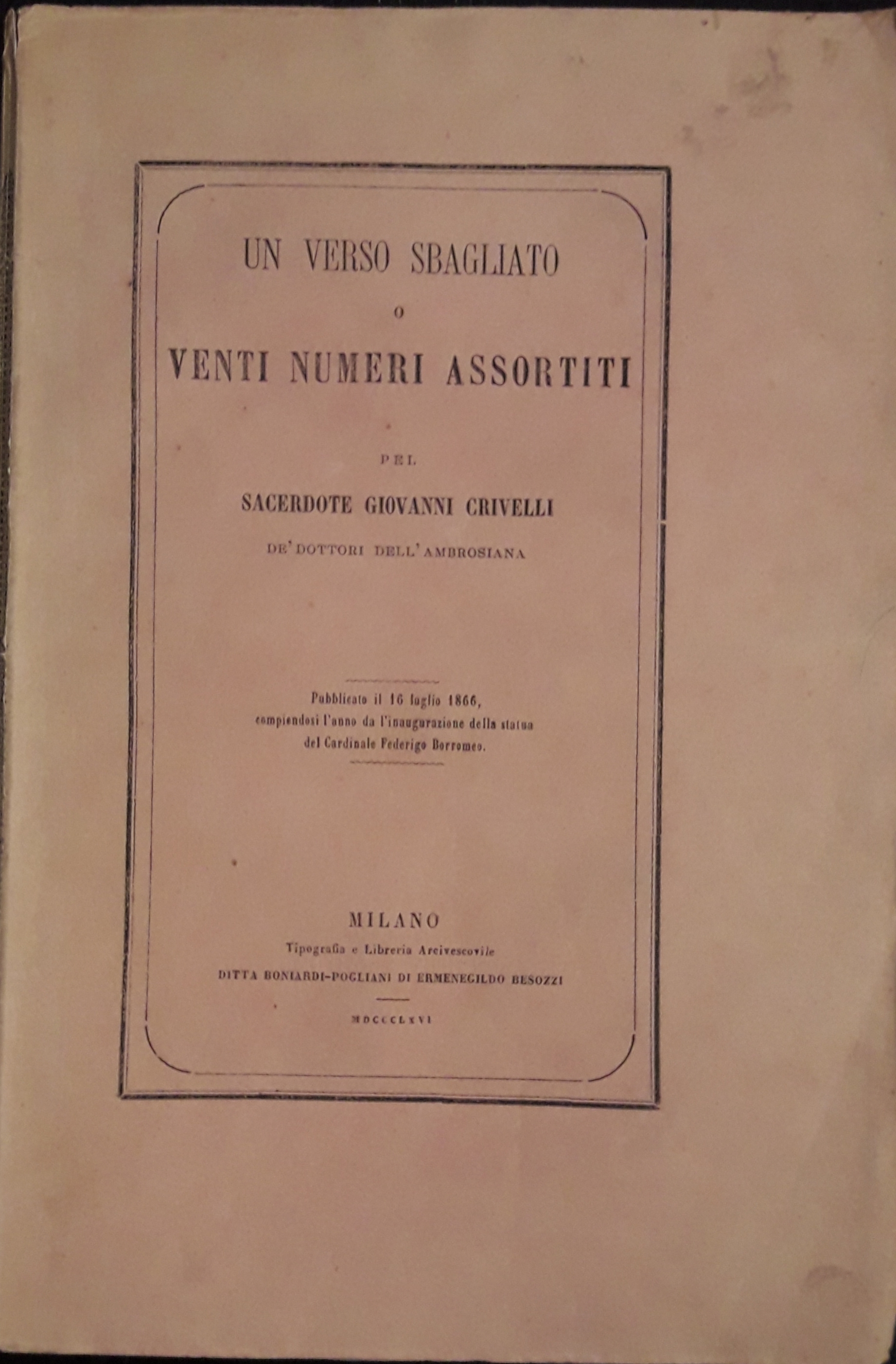 Un verso sbagliato o venti numeri assortiti