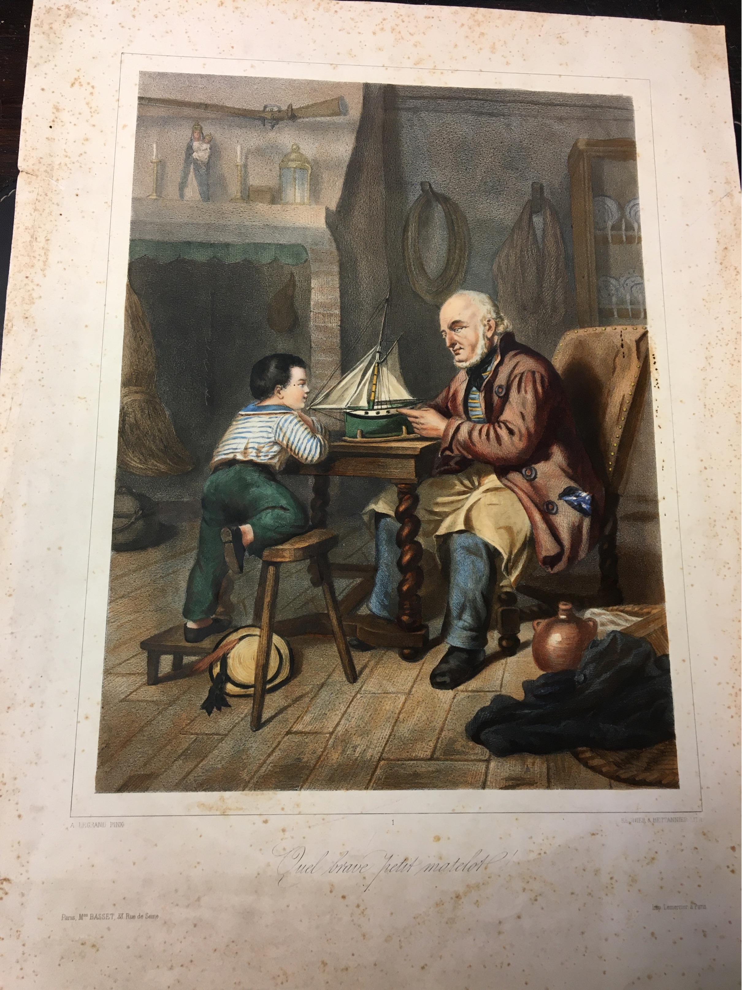 Quel brave petit matelot. Litografia colorata d`epoca (cm. 27 X …