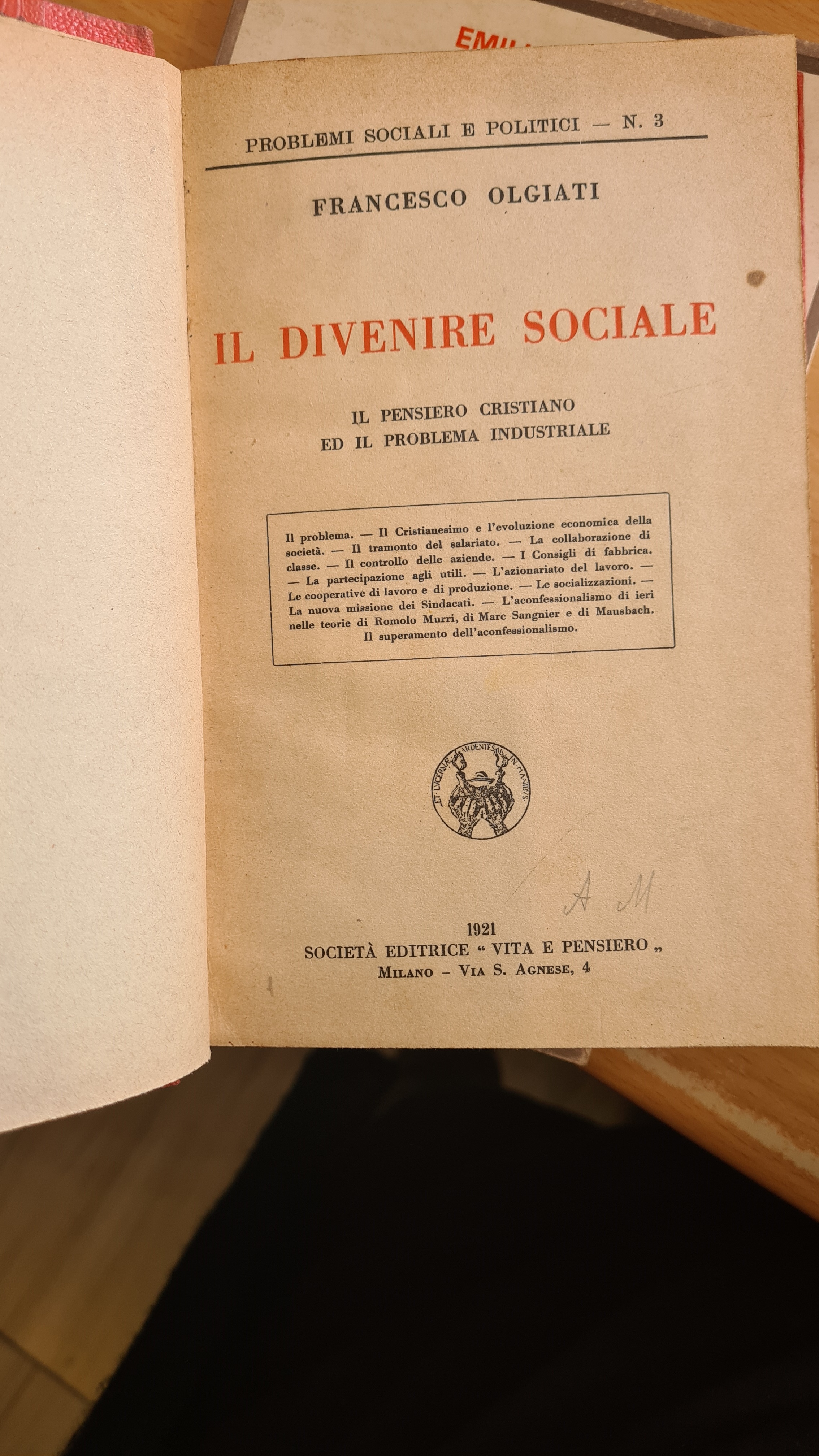 Il divenire sociale. Il pensiero cristiano ed il problema industriale