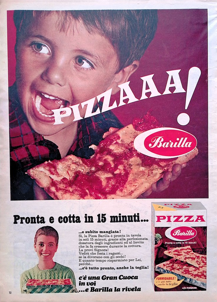 Pubblicità del 1967 Pizza Barilla Pronta e Cotta in 15 …