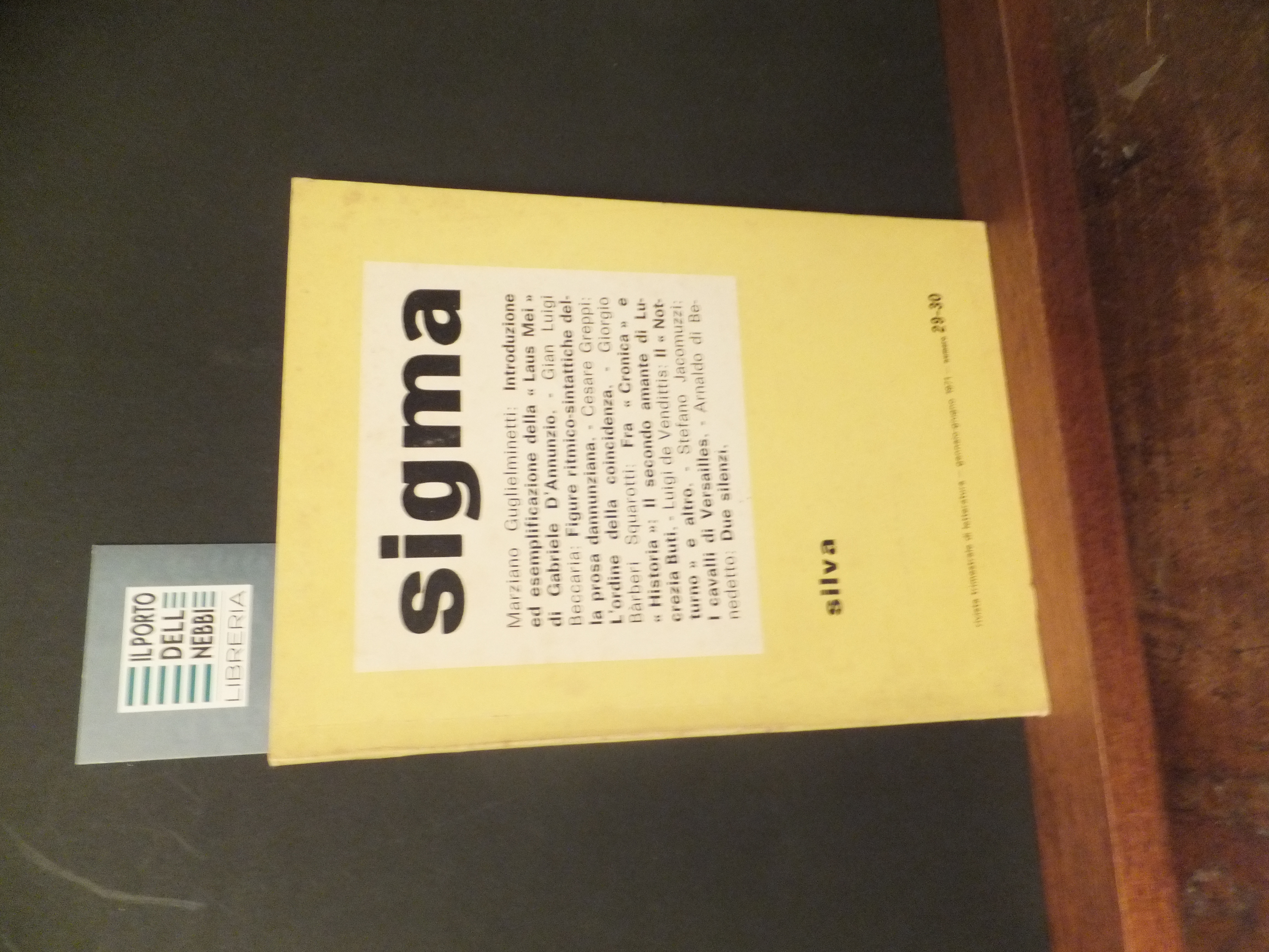 SIGMA RIVISTA DI LETTERATURA N. 29 - 30 - GENNAIO …