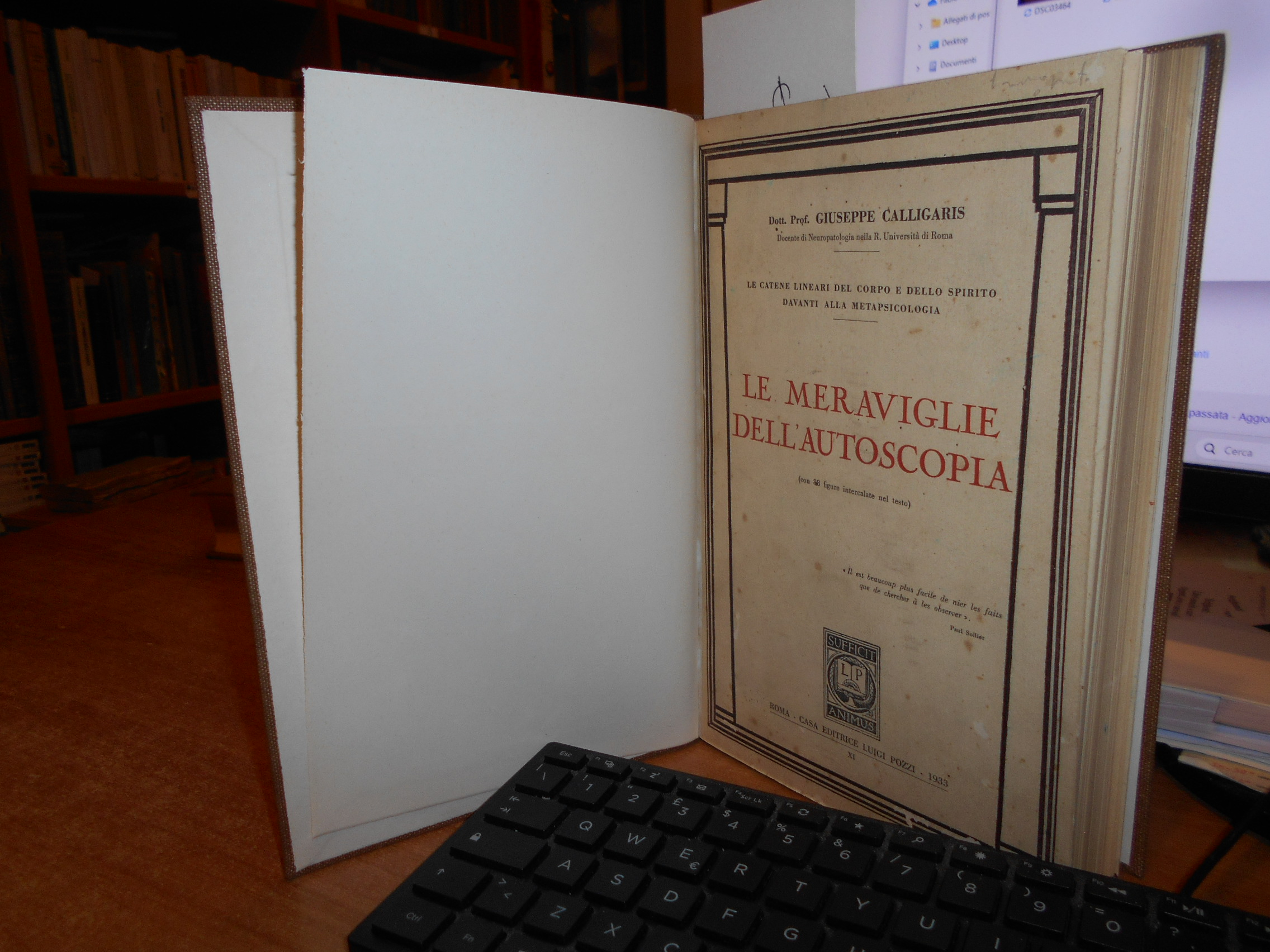 Le Meraviglie dell' Autoscopia. Spirito/Metapsicologia...GIUSEPPE CALLIGARIS 1933