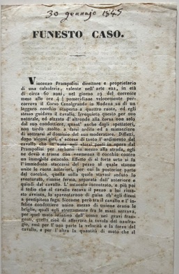 Funesto caso narrato dal Prof. Gaddi.