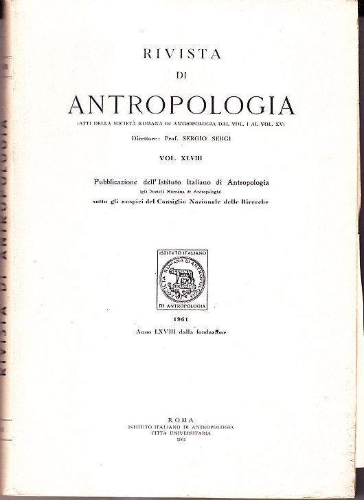 RIVISTA DI ANTROPOLOGIA - VOLUME XLVIII - ATTI DELLA SOCIETA' …