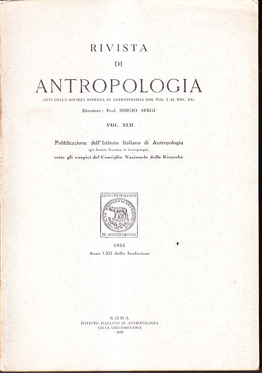 RIVISTA DI ANTROPOLOGIA - VOLUME XLII - ATTI DELLA SOCIETA' …