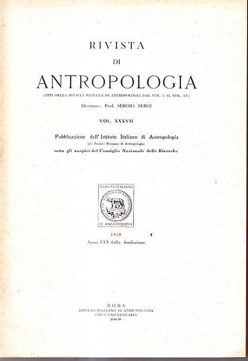 RIVISTA DI ANTROPOLOGIA - VOLUME XXXVII - ATTI DELLA SOCIETA' …