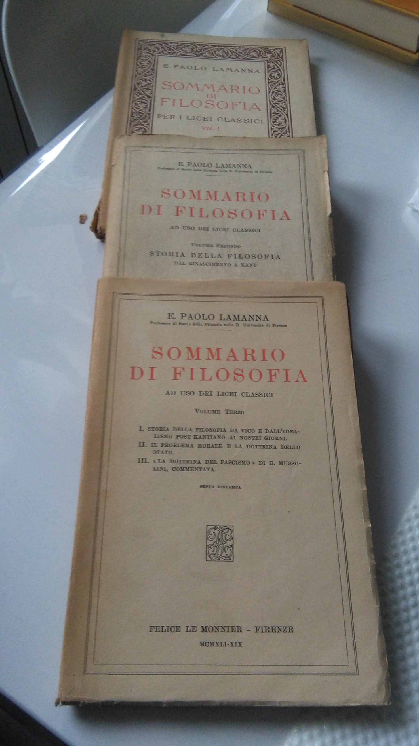 SOMMARIO DI FILOSOFIA AD USO DEI LICEI CLASSICI. VOLUME I …