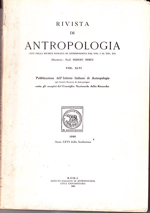 RIVISTA DI ANTROPOLOGIA - VOLUME XLVI - ATTI DELLA SOCIETA' …