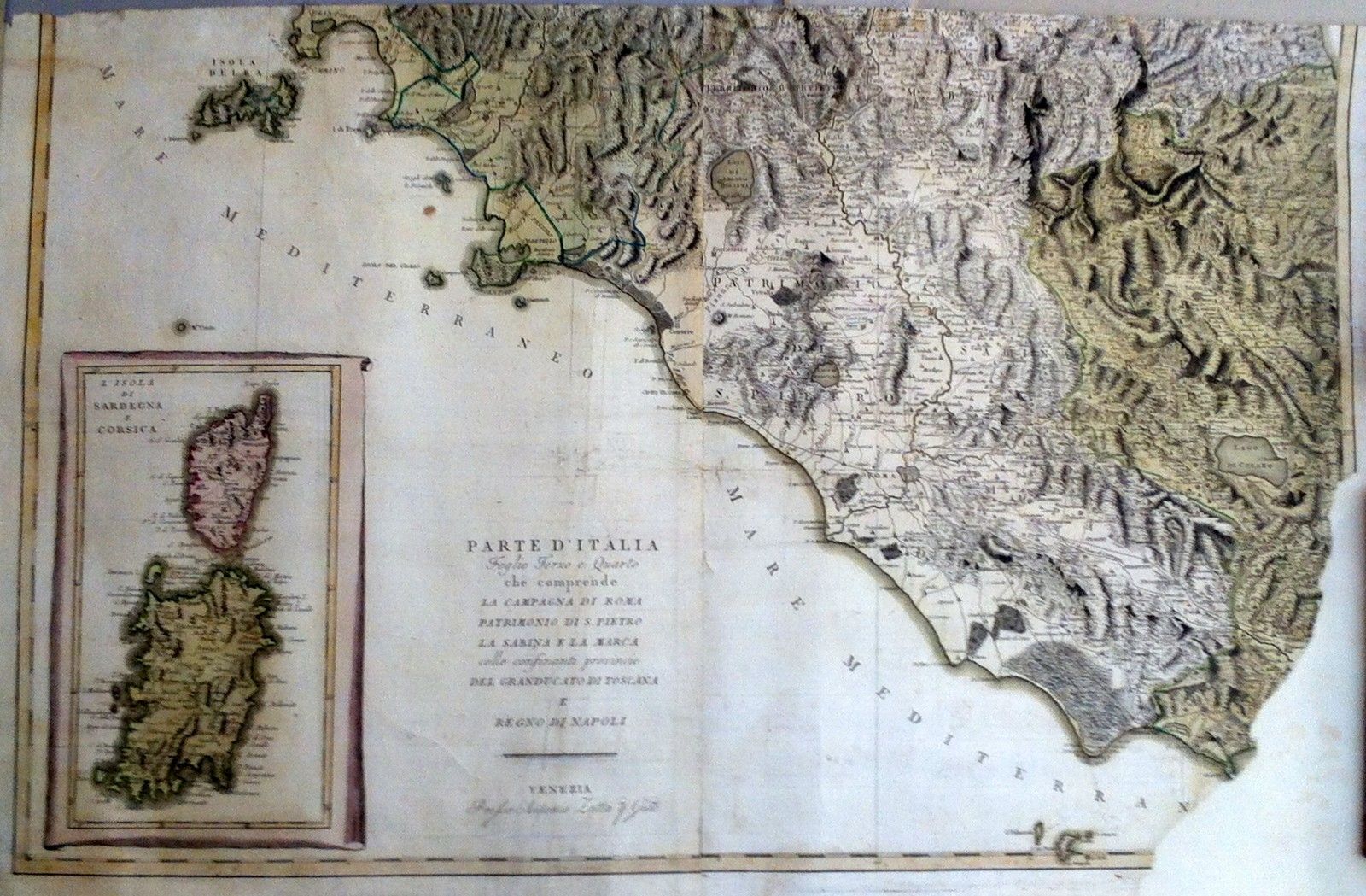 PARTE DELL'ITALIA FOGLIO 3° e 4°-TOSCANA-UMBRIA-LAZIO-MARCHE