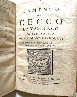 Lamento di Cecco da Varlungo idillio eroico di Fiesolano Branducci. …