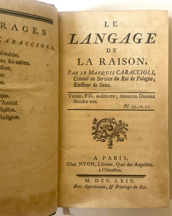 Le Langage de la raison par le Marquis Caraccioli, Colonel …