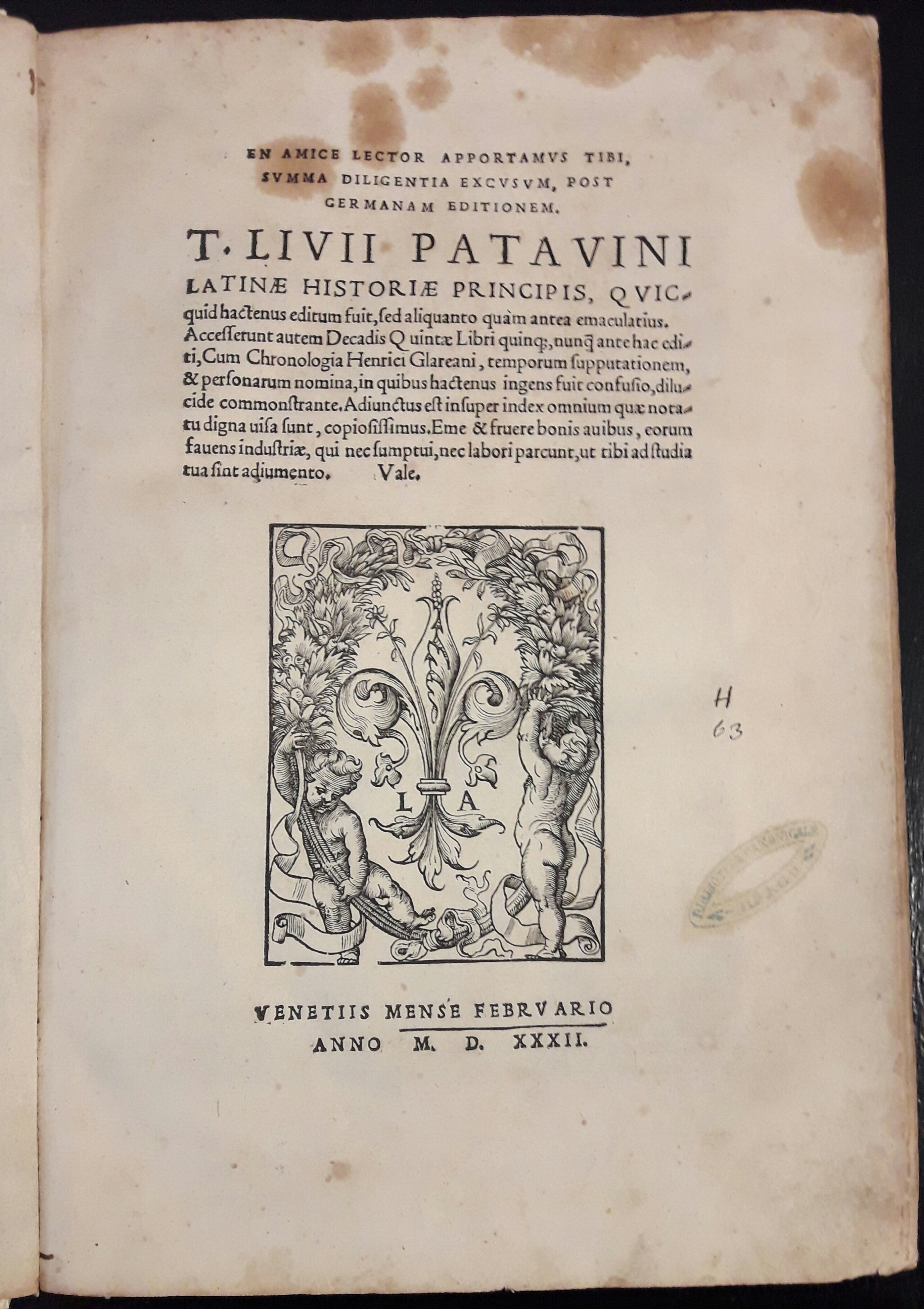 Latinae Historiae. Cum Chronologia Henrici Glareani.