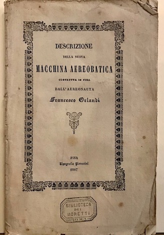 Descrizione della nuova macchina aereobatica costrutta in Pisa.