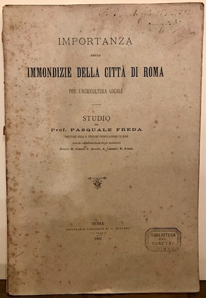 Importanza delle immondizie della città di Roma per l’agricoltura locale.