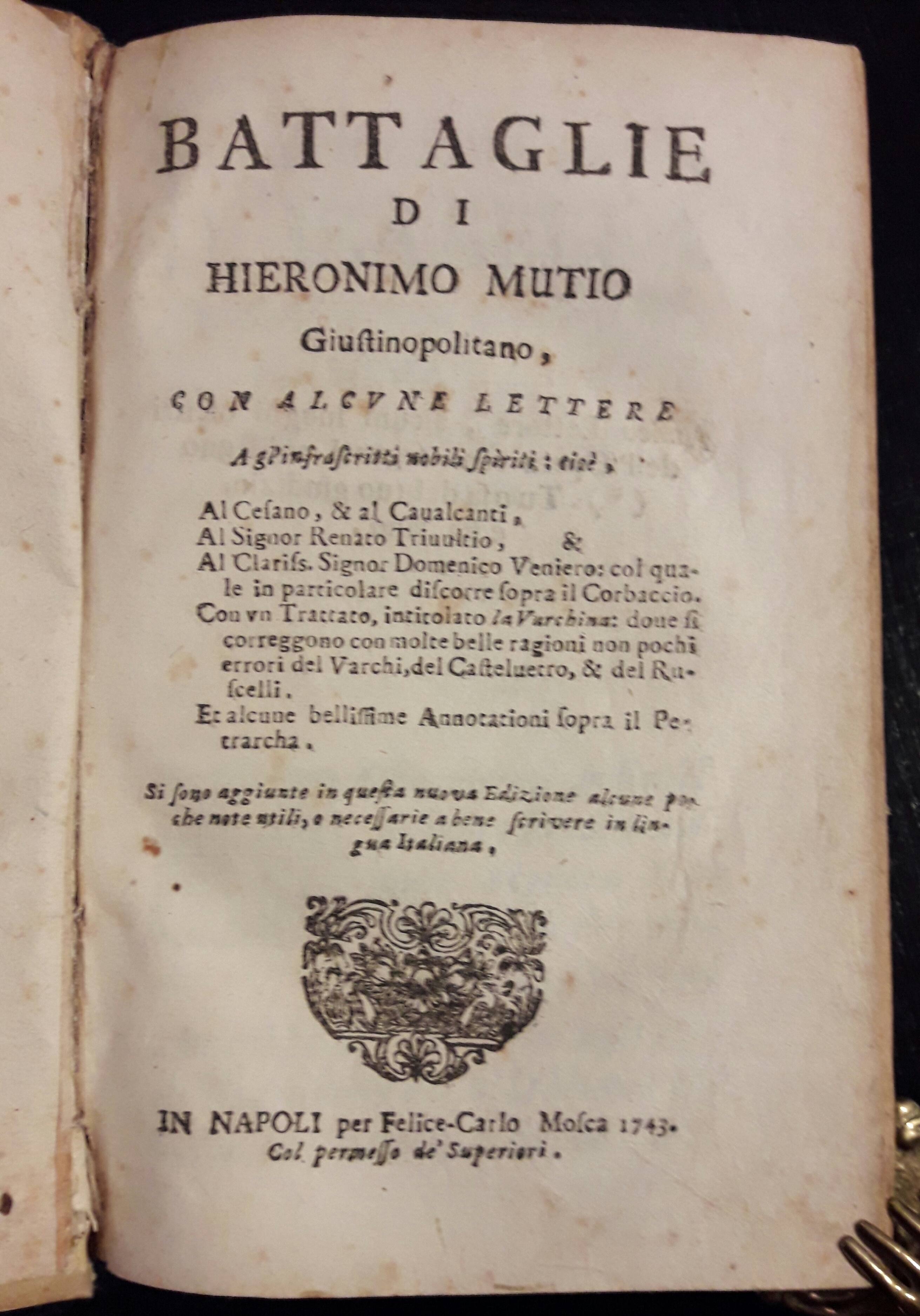 Battaglie di Hieronimo Mutio Giustinopolitano. Con alcune lettere a gli'infrascritti …