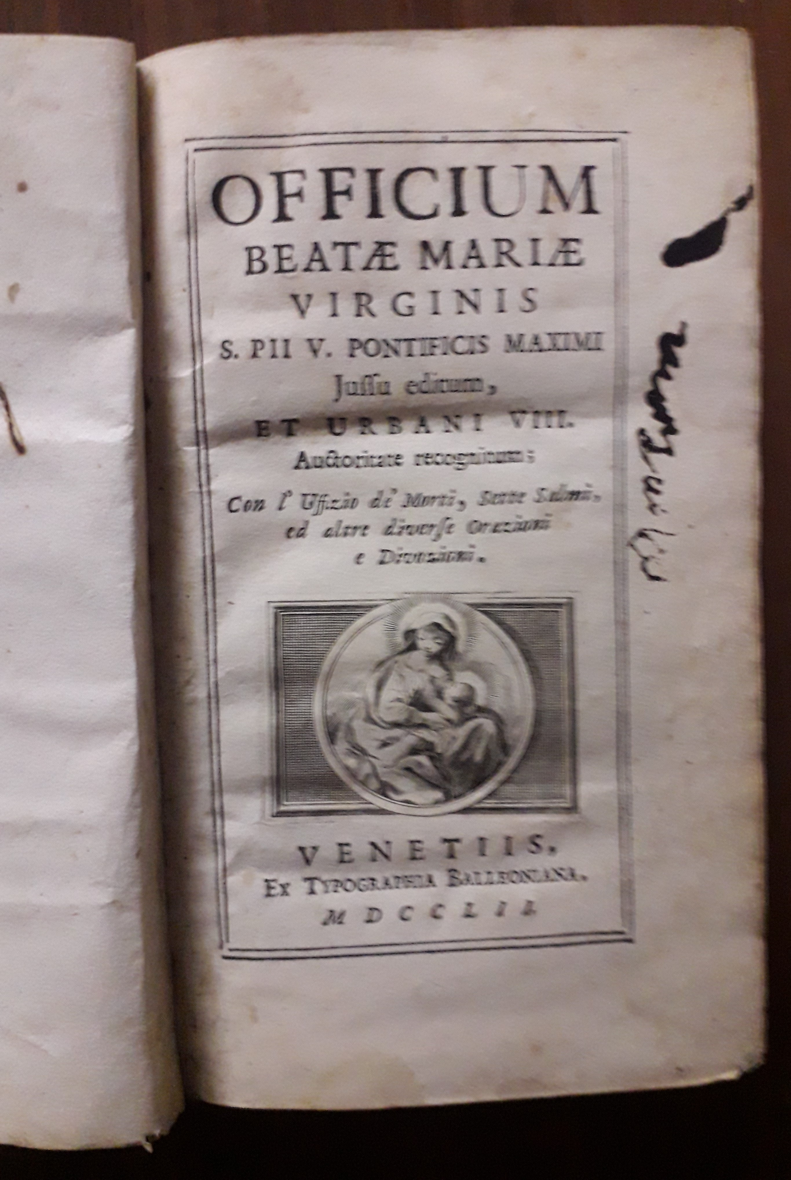 Officium Beatæ Mariæ Virginis S. Pii V. Pontificis Maximi Jussu …