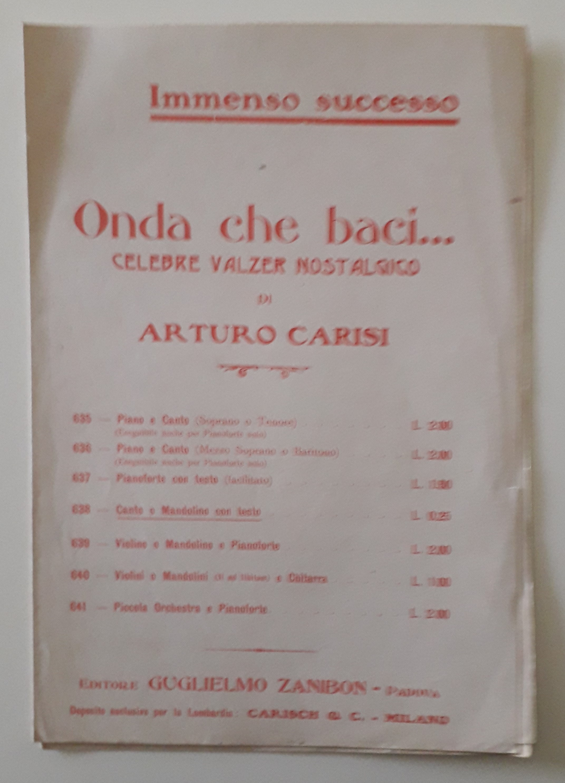 Onda che baci… Celebre Valzer nostalgico per violino o mandolino