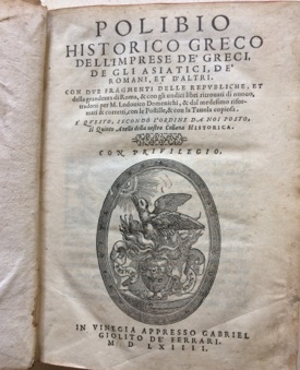 Poliblio Historico greco dell’imprese de’ Greci, degli Asiatici, de’ Romani, …