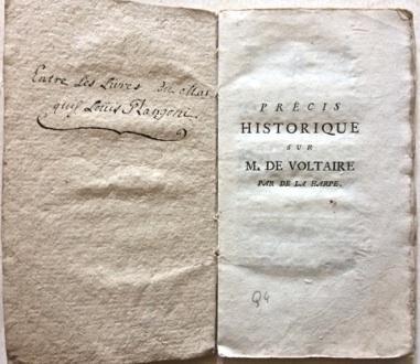 Précis Historique sur M. de VOLTAIRE.