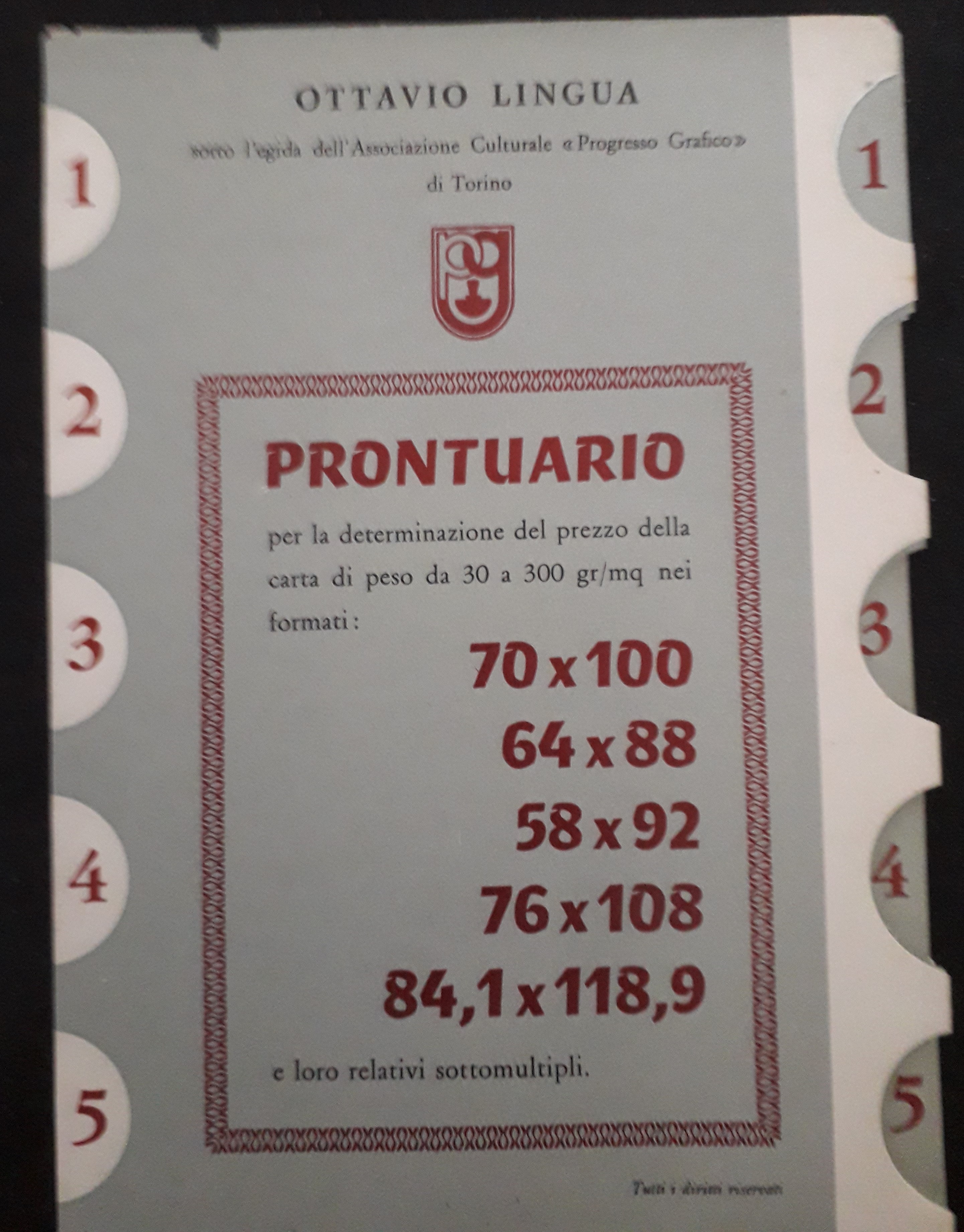 Prontuario per la determinazione del prezzo della carta di peso …