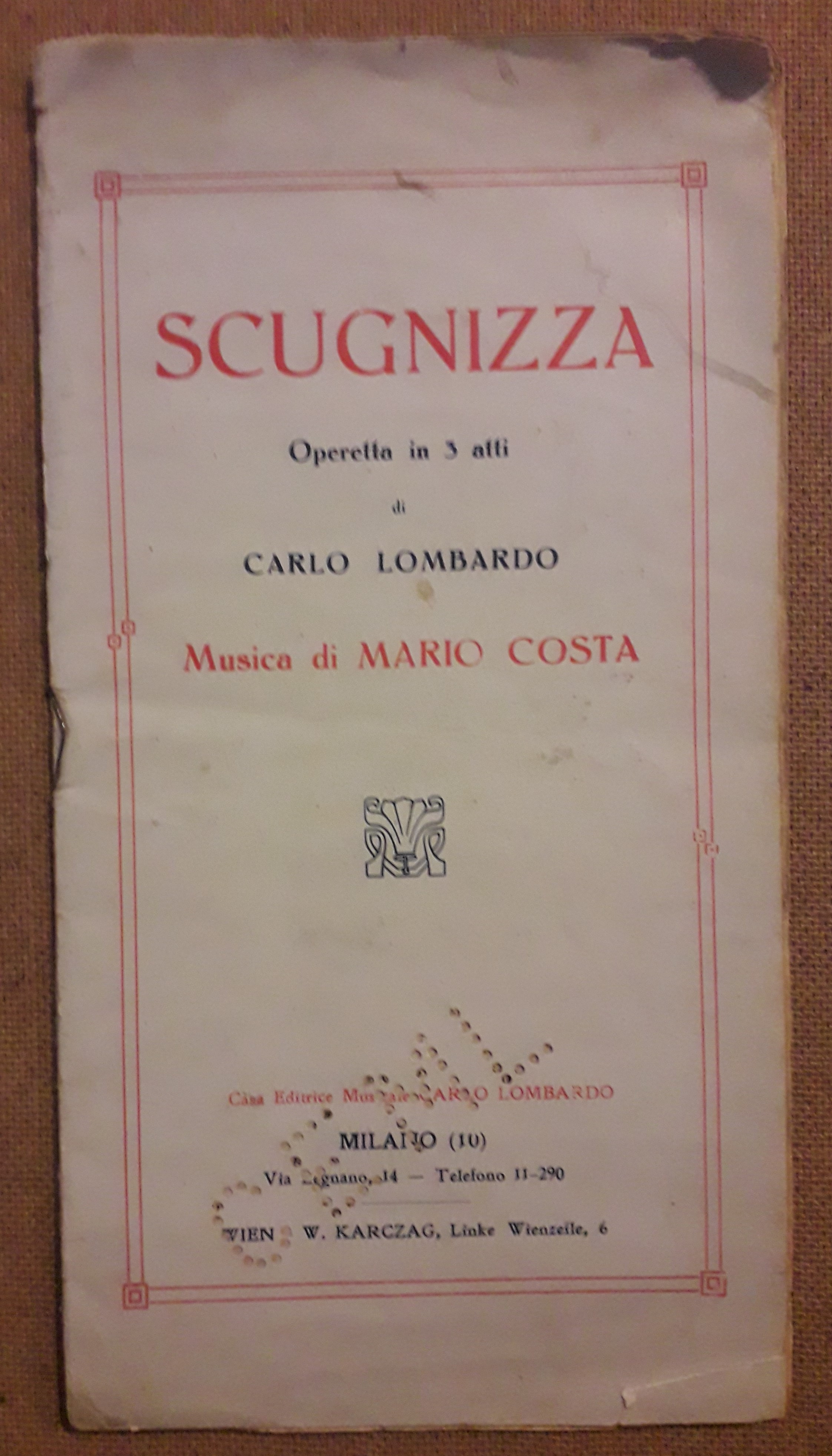 Scugnizza - Operetta in 3 atti