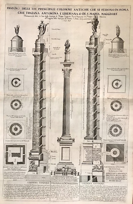 Disegno delle tre principali colonne antiche che si vedono in …