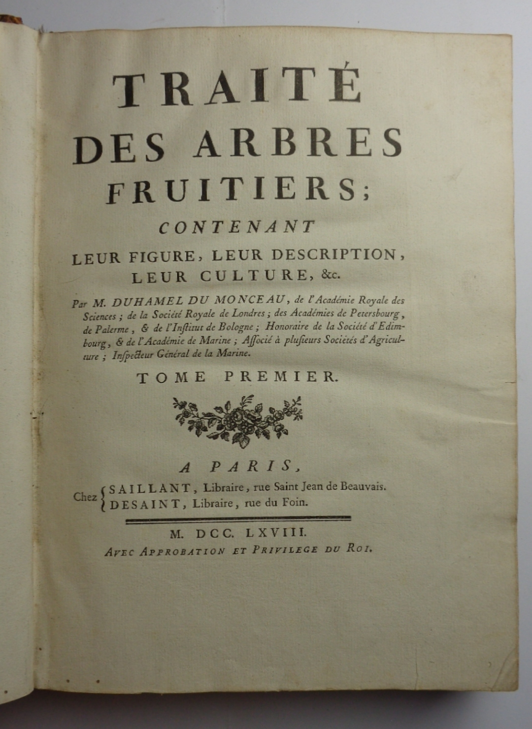 TRAITÉ DES ARBRES FRUITIERS, contenant leur figure, leur description, leur …