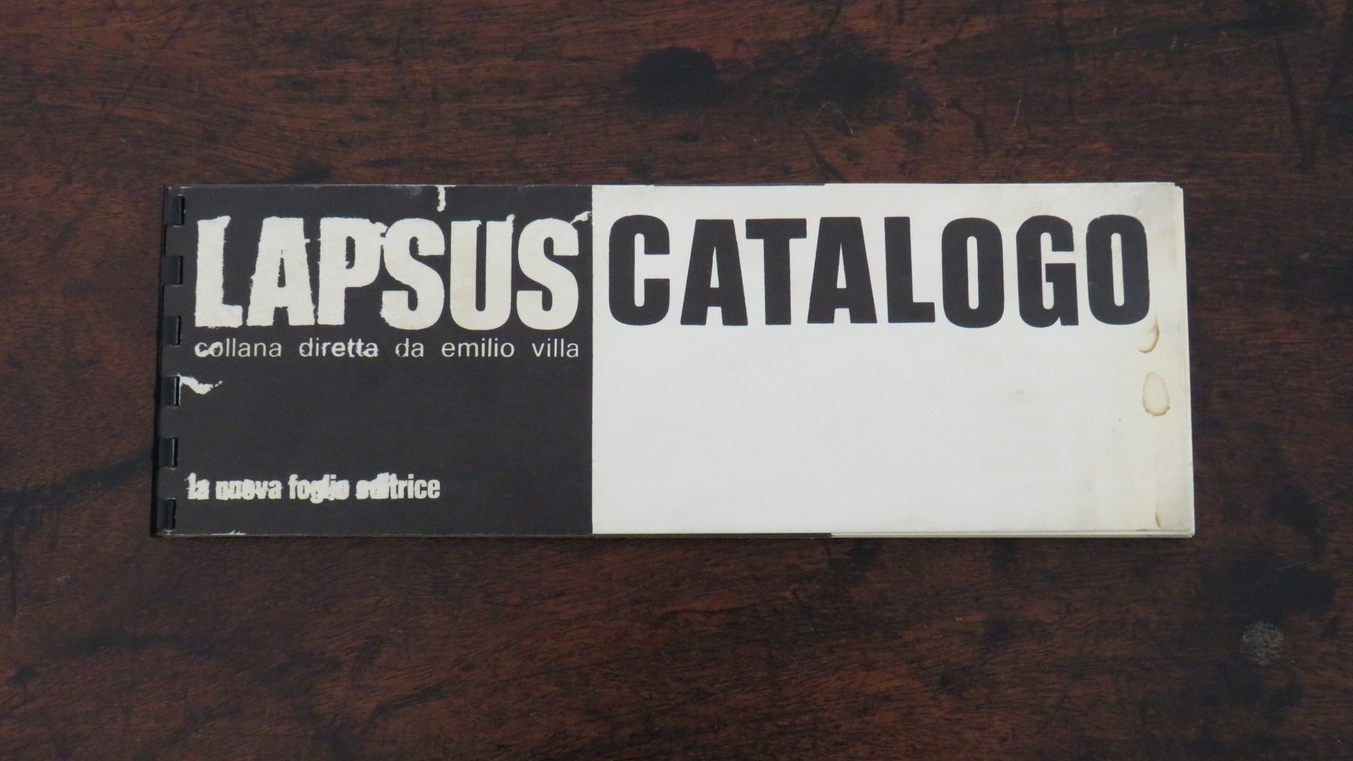 LAPSUS CATALOGO. Collana diretta da Emilio Villa.