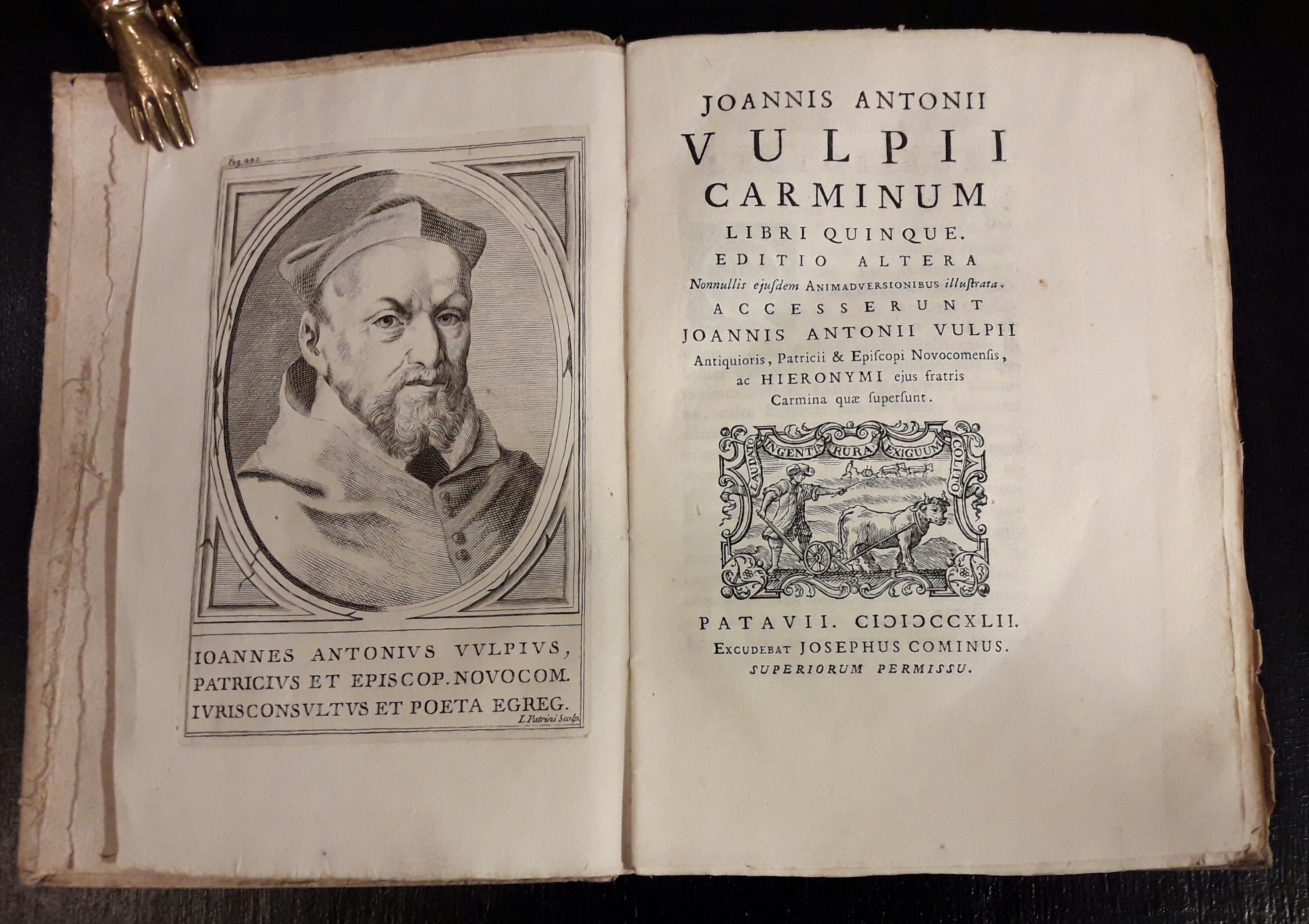 Carminum Libri quinque… Accesserunt Joanni Antonii Volpii… ac Hieronymi ejus …