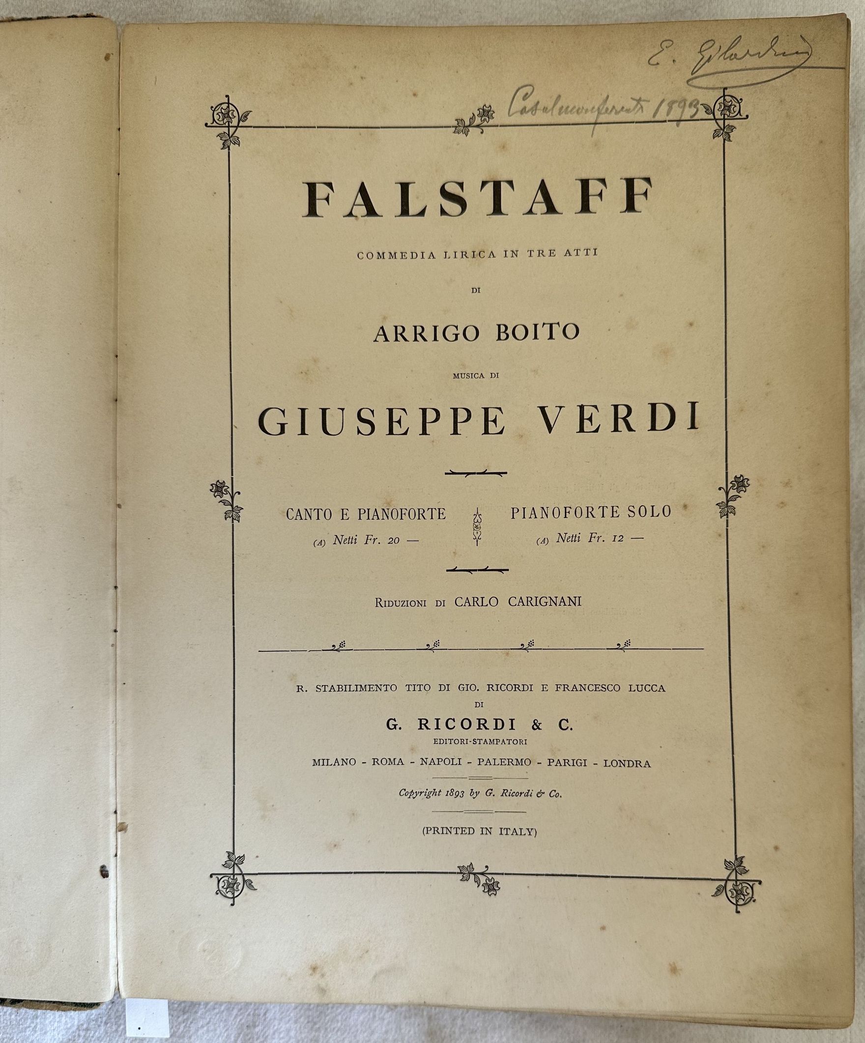 FALSTAFF COMMEDIA LIRICA IN TRE ATTI DI ARRIGO BOITO MUSICA …