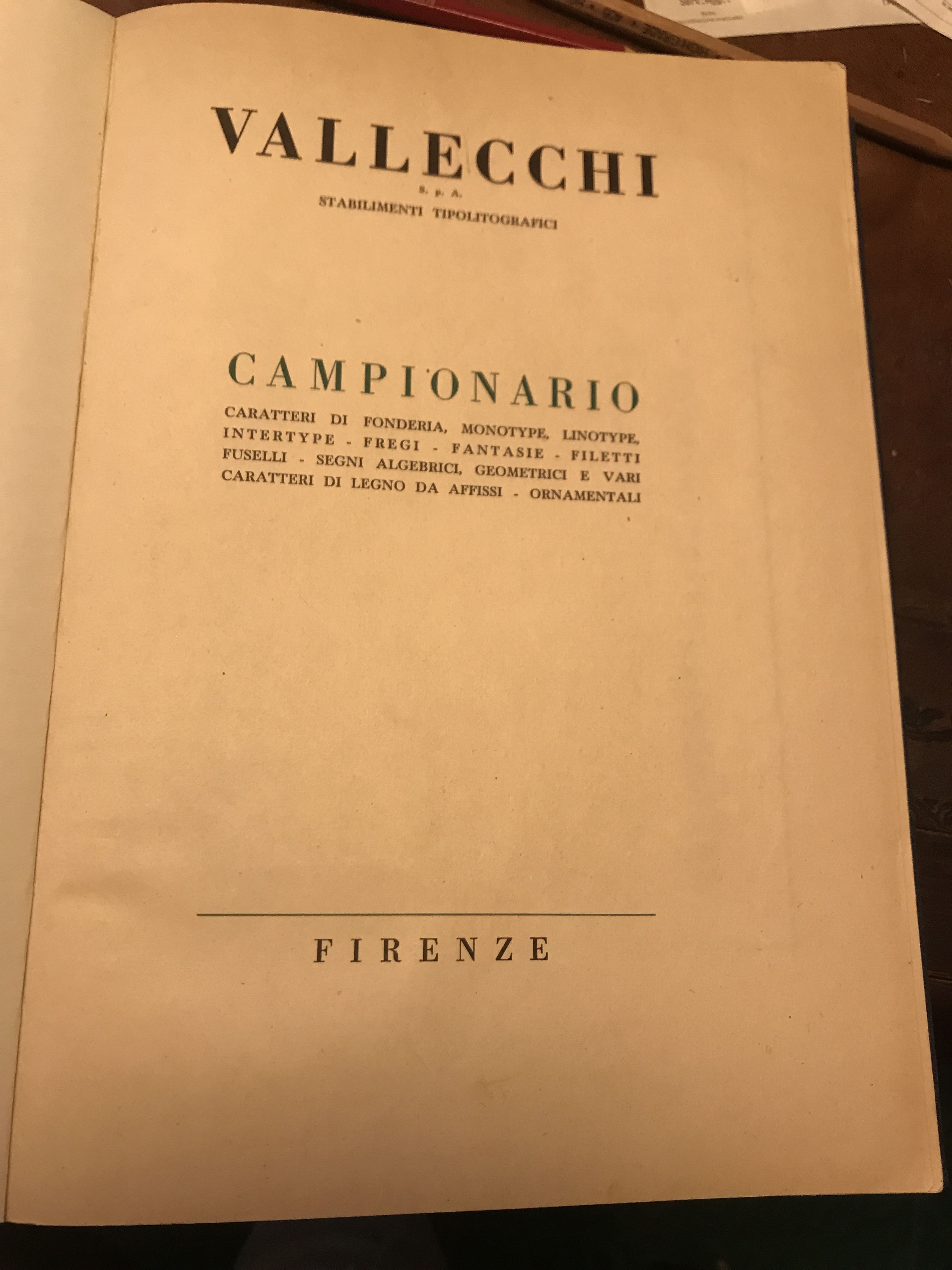 CAMPIONARIO. Caratteri di fonderia, Monotype, Linotype, Intertype - Fregi - …