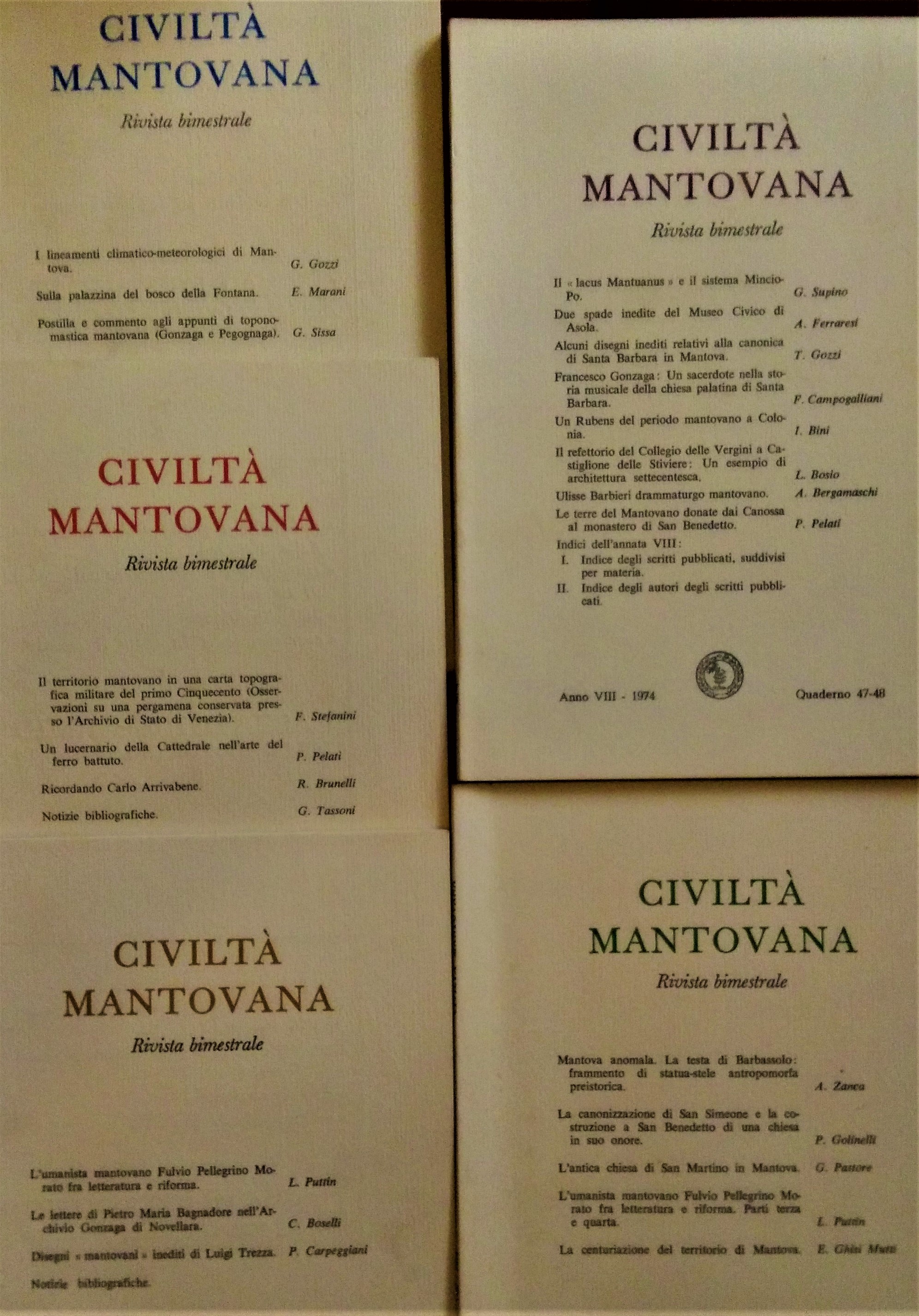 Civiltà Mantovana. Rivista Bimestrale Anno VIII, quaderni N.43-48, Maggio 1974 …