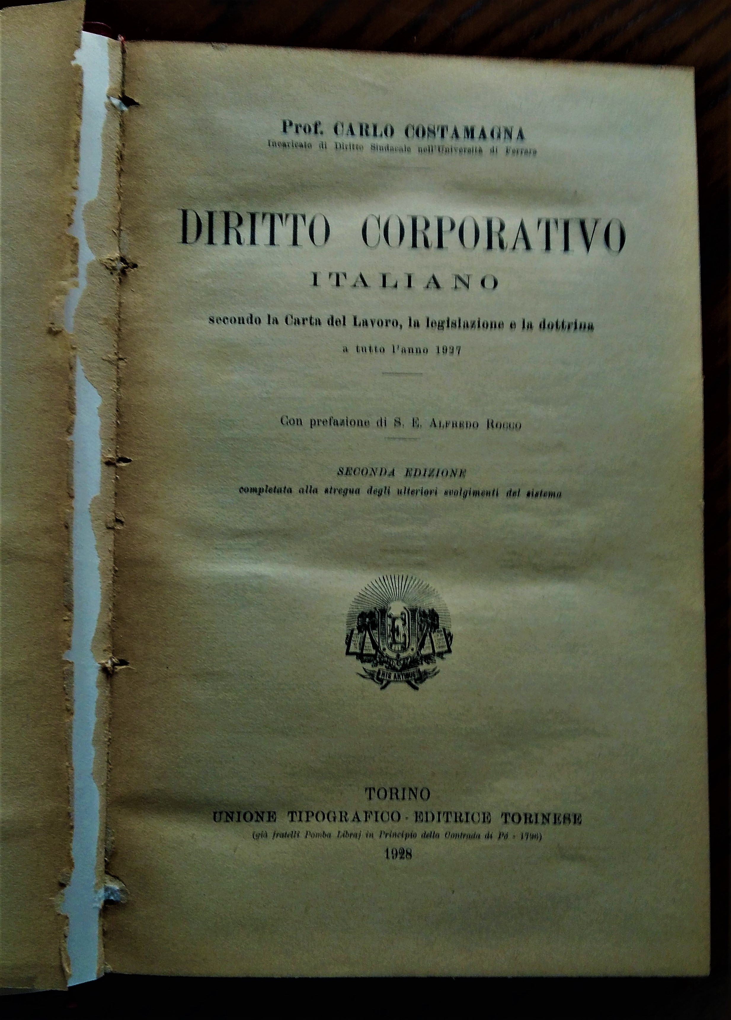 Diritto corporativo italiano.Seconda edizione.