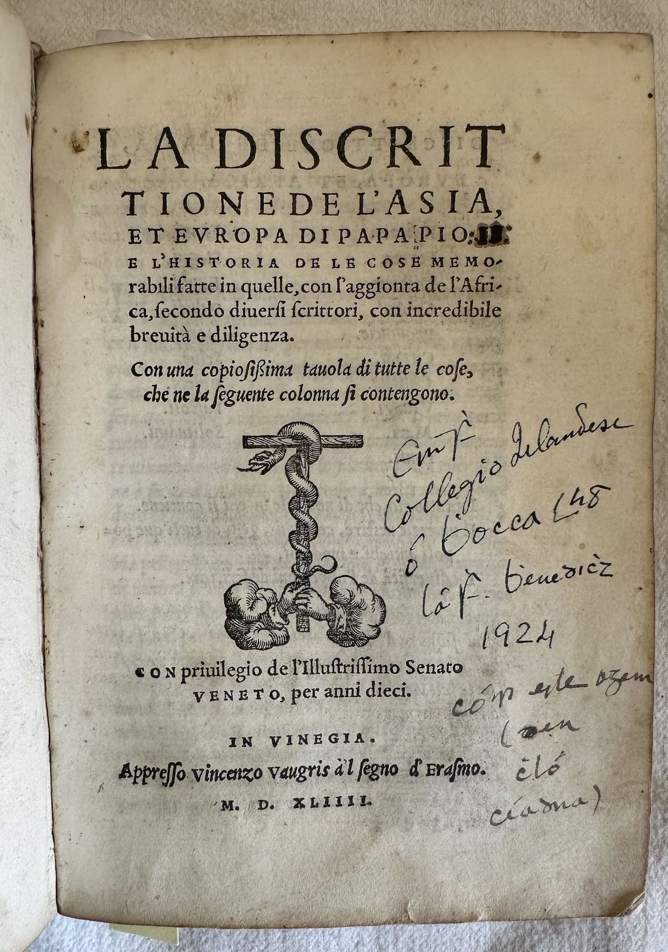 LA DISCRITTIONE DE L'ASIA ET EUROPA DI PAPA PIO E …