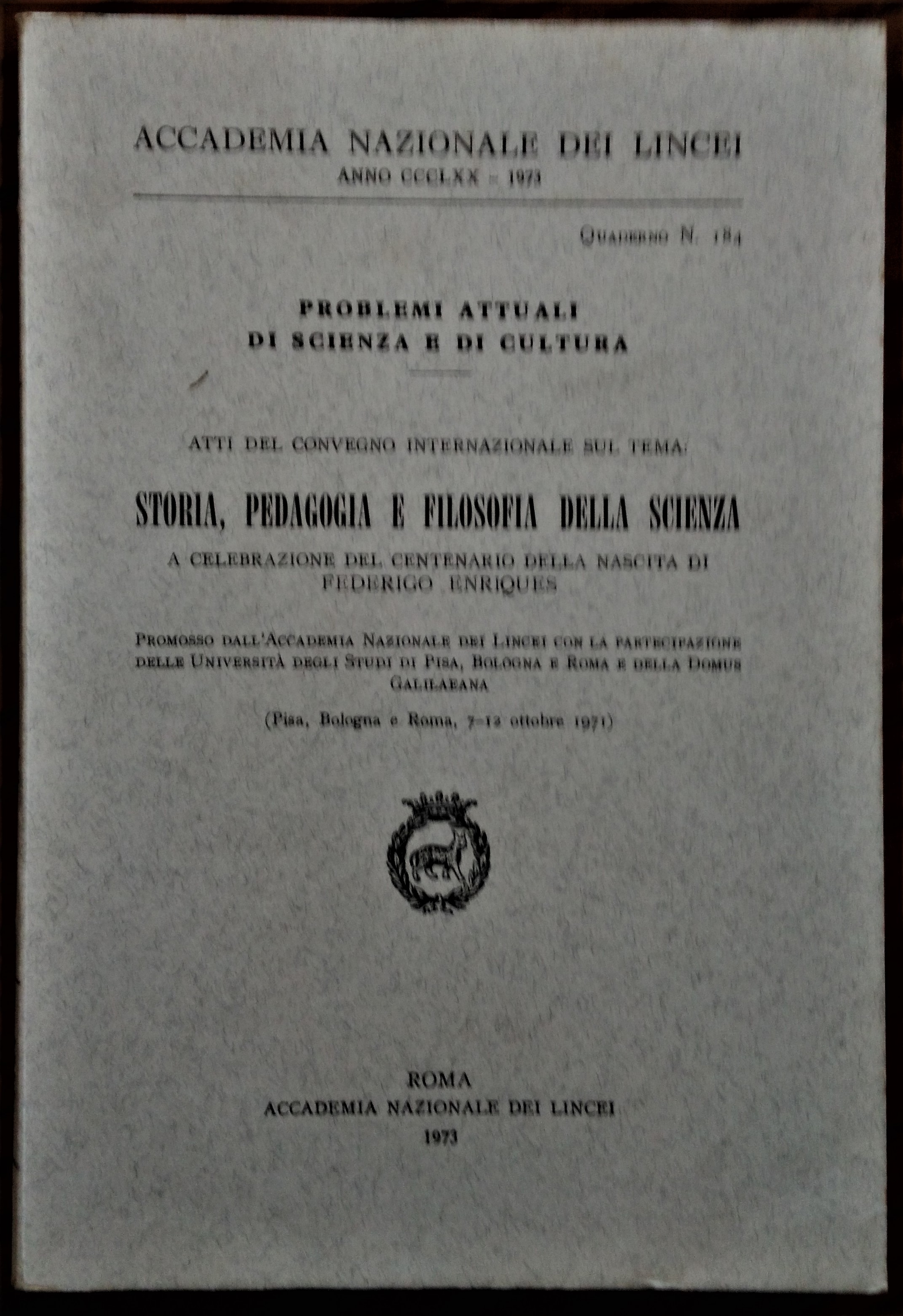 Atti del Convegno Internazionale sul tema: Storia, Pedagogia e Filosofia …