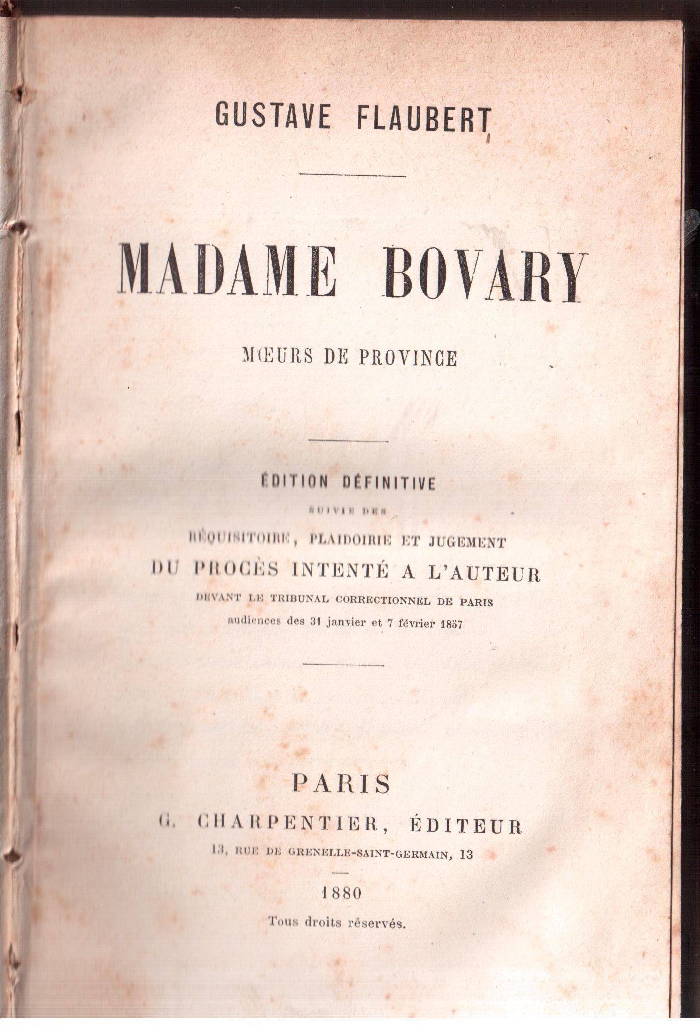 Madame Bovary Edition definitive
