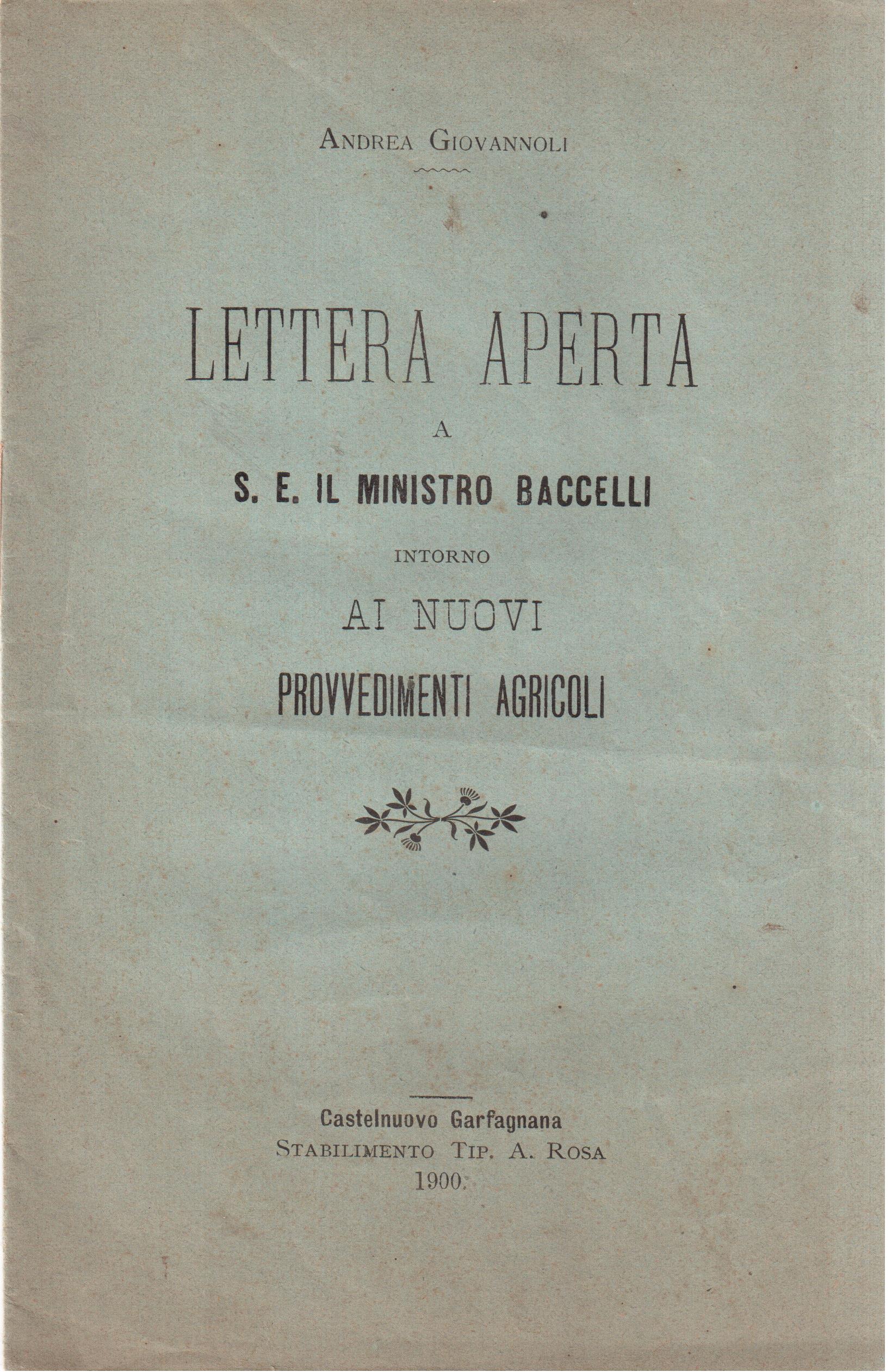 Lettera aperta a S. E. il Ministro Baccelli intorno ai …