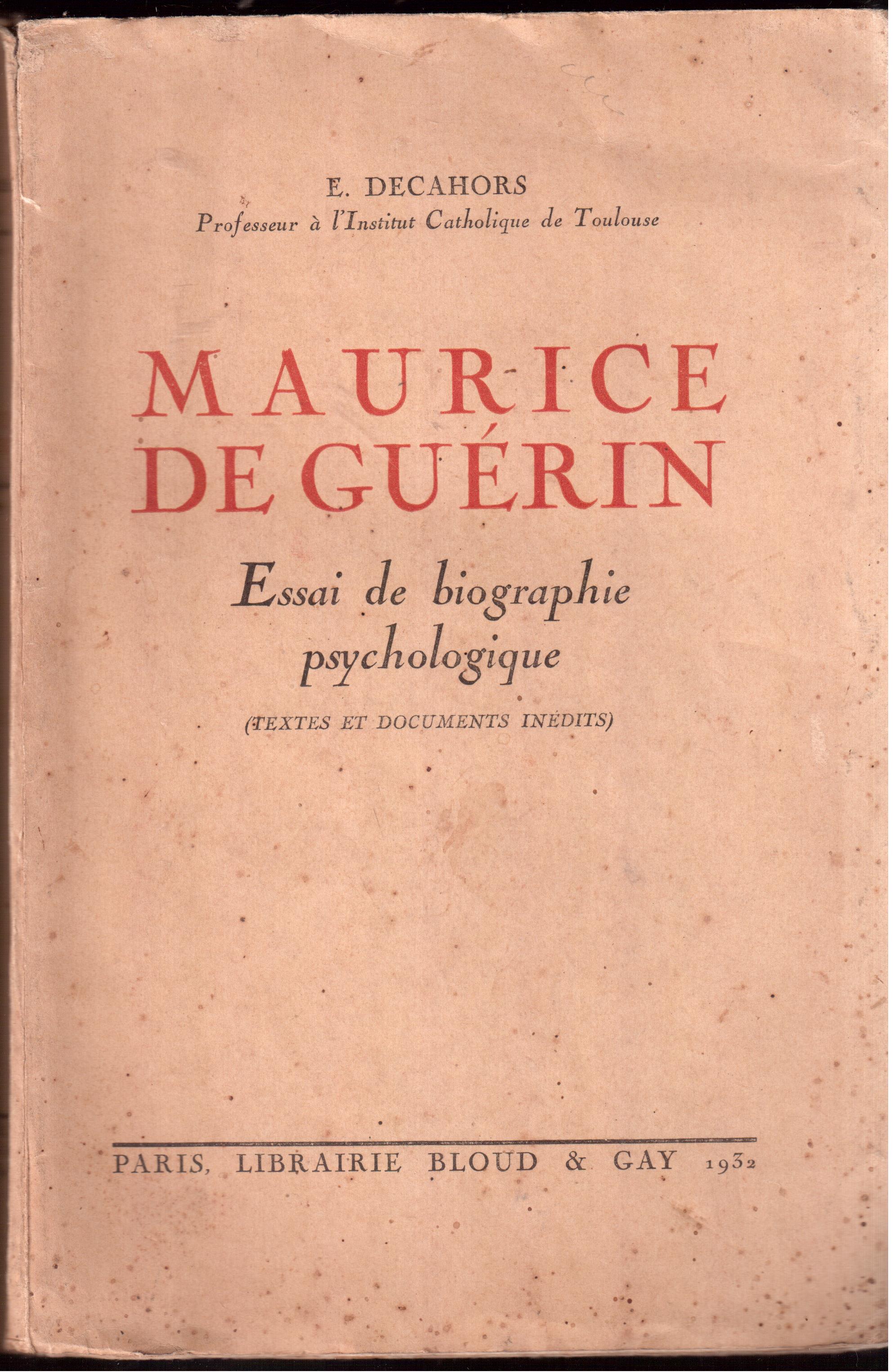 Maurice De Guérin- Essay de biographie psychologique ( Texte et …
