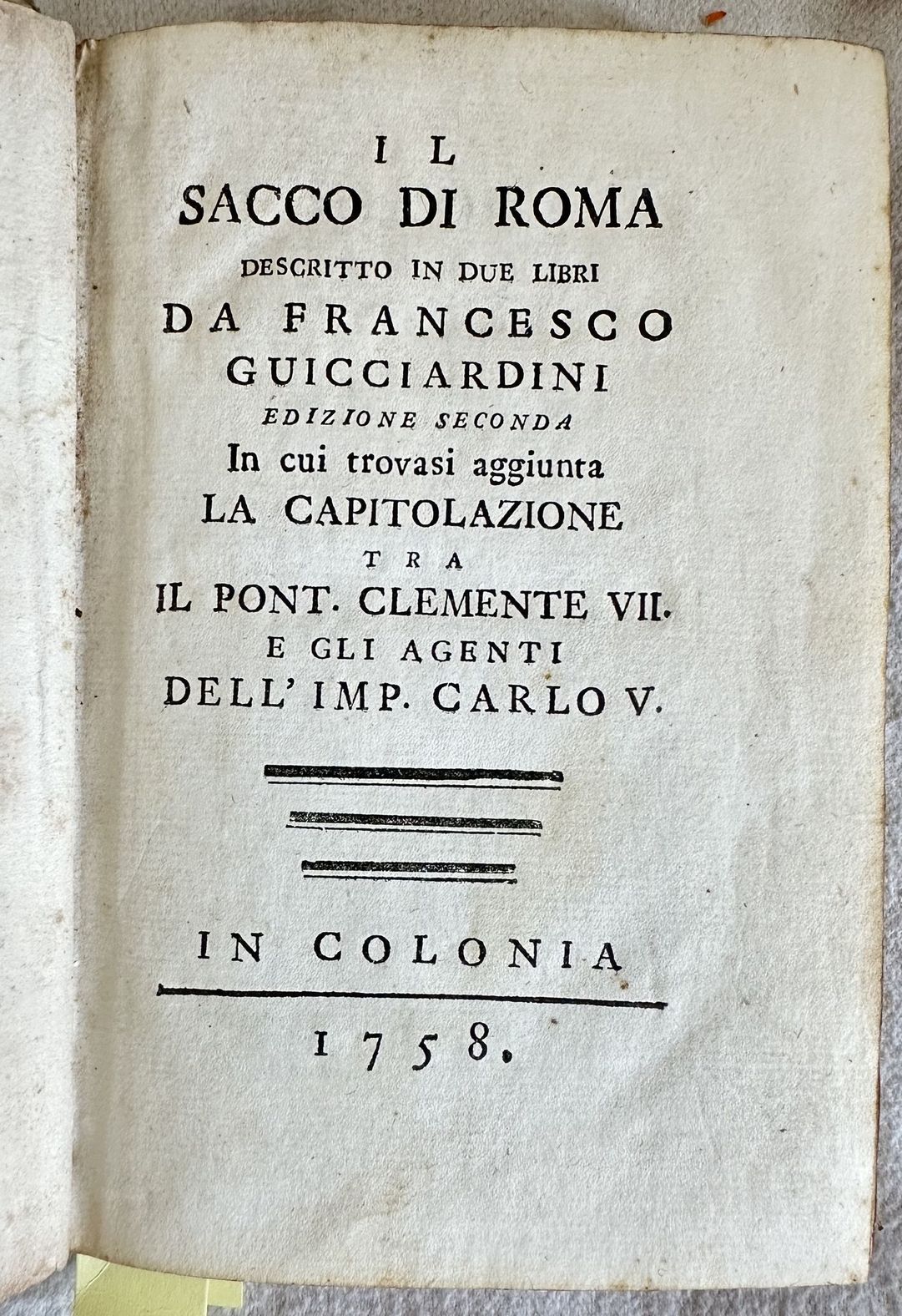 IL SACCO DI ROMA DESCRITTO IN DUE LIBRI