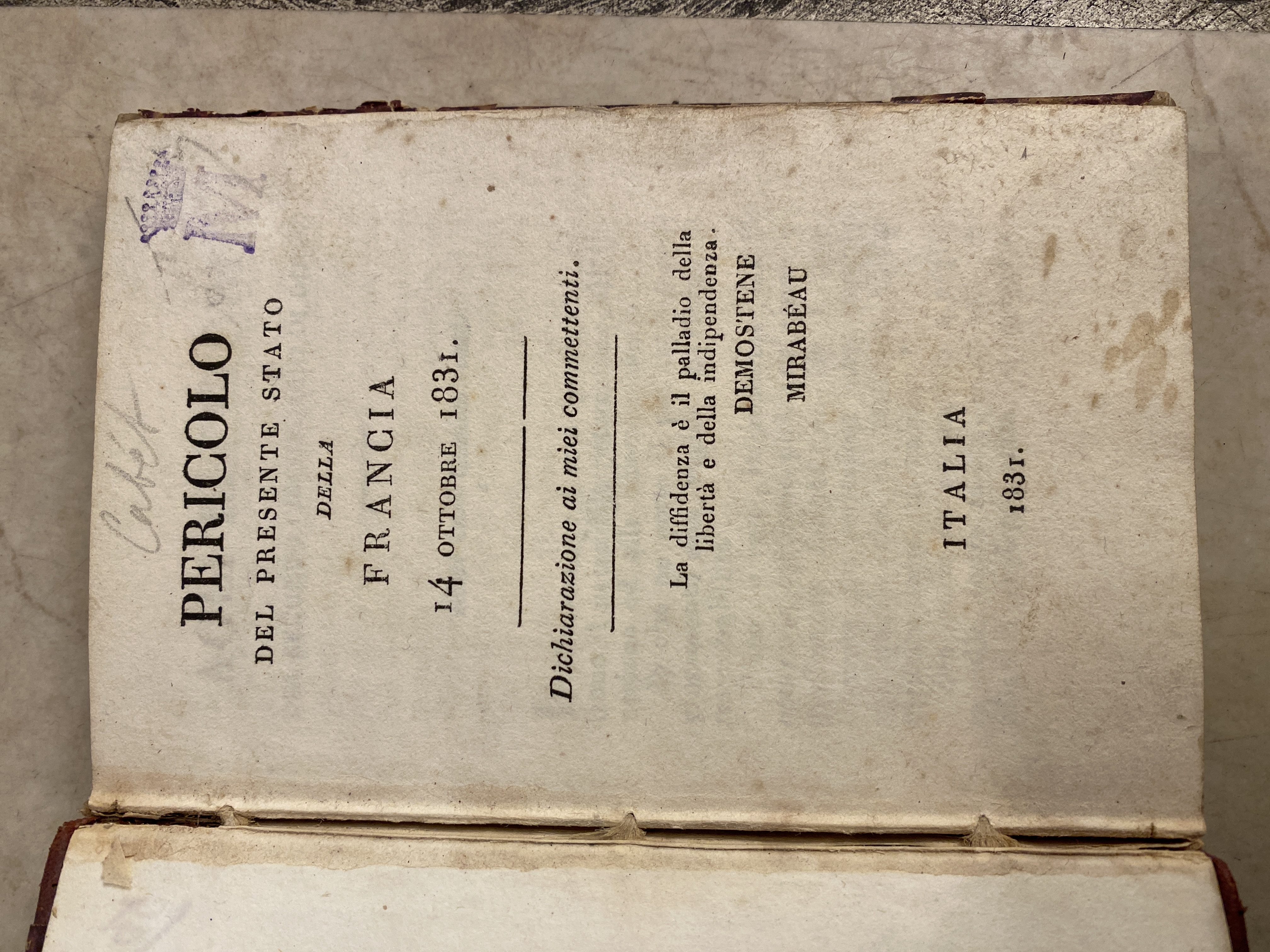 Pericolo del presente stato della Francia 14 ottobre 1831 - …