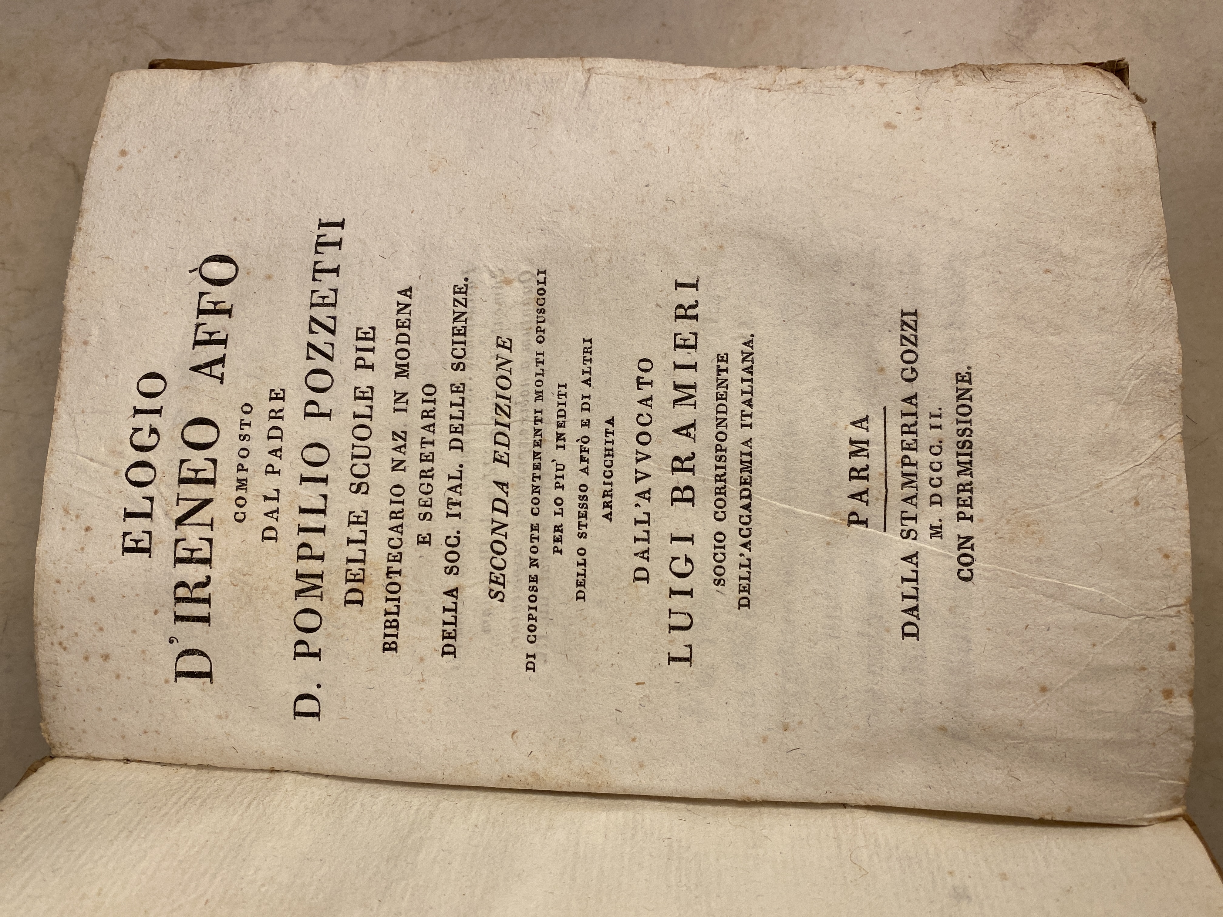 Elogio d'Ireneo Affó composto dal padre D. Pompilio Pozzetti delle …