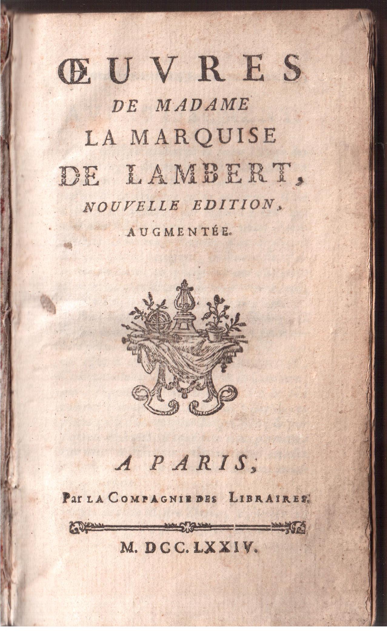 Oeuvres de Madame la Marquise de Lambert- Nouvelle edition augmentée