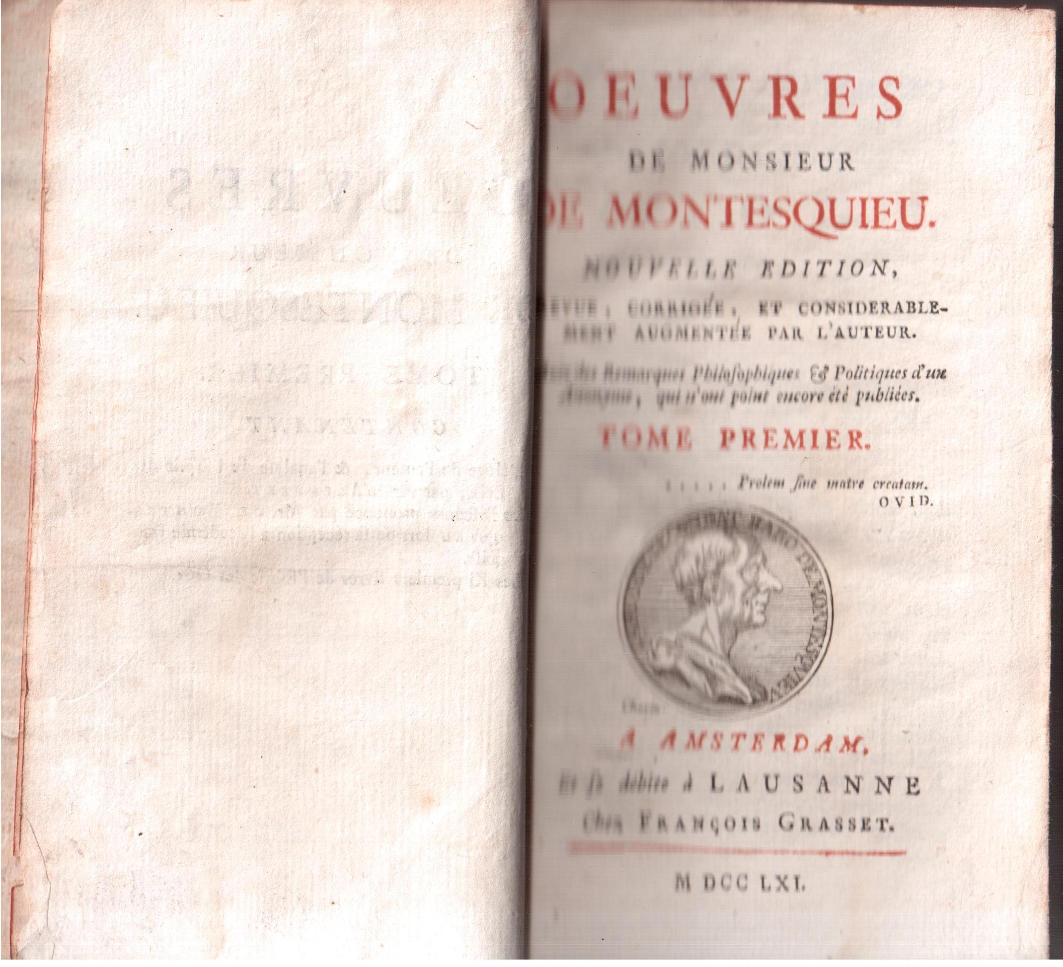 Oeuvres de monsieur De Montesquieu. Nouvelle edition, revue, corrigée, et …