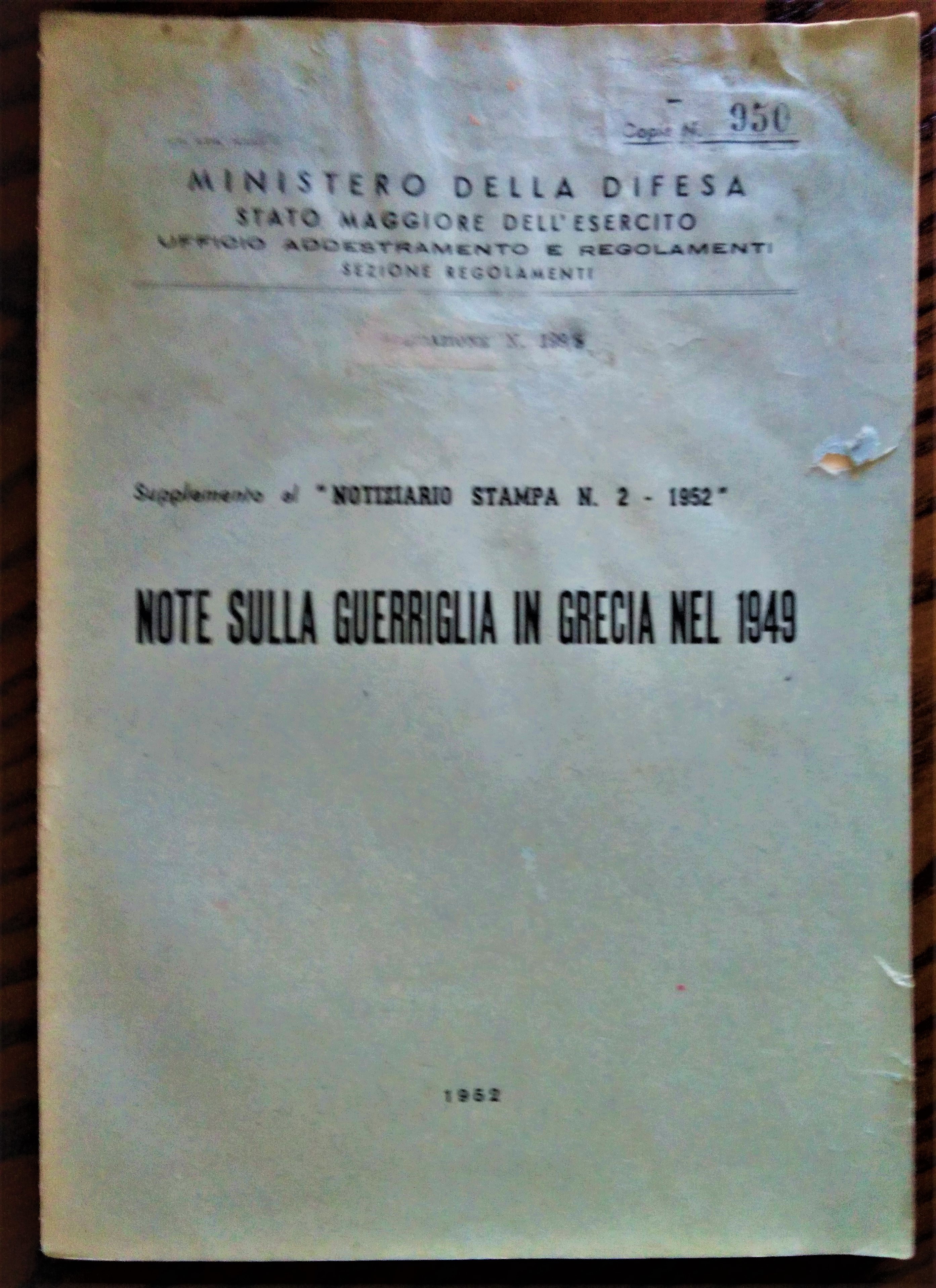 Note sulla guerriglia in Grecia nel 1949.