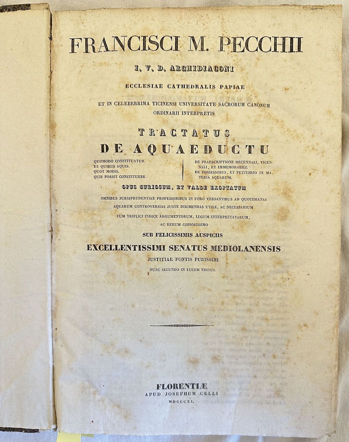 TRACTATUS DE AQUAEDUCTU OPUS CURIOSUM ET VALDE EXOPTATUM