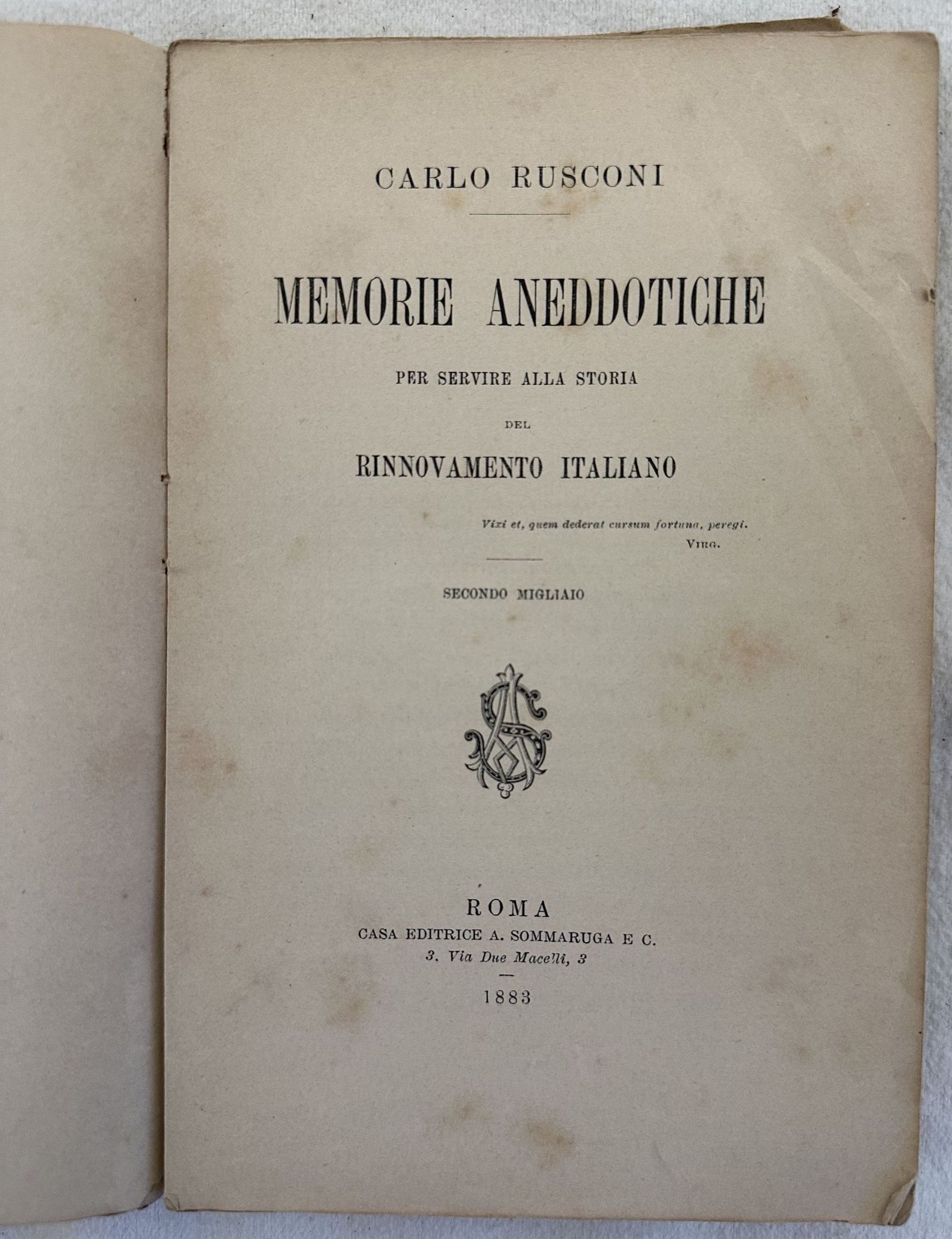 MEMORIE ANEDDOTICHE PER SERVIRE ALLA STORIA DEL RINNOVAMENTO ITALIANO