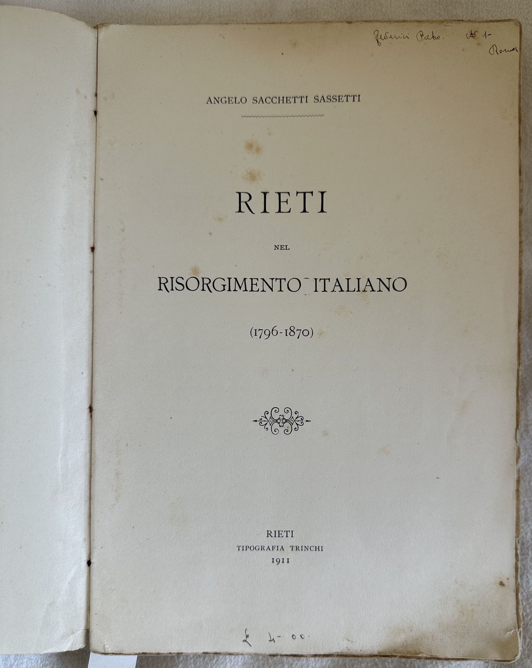 RIETI NEL RISORGIMENTO ITALIANO (1796-1870)