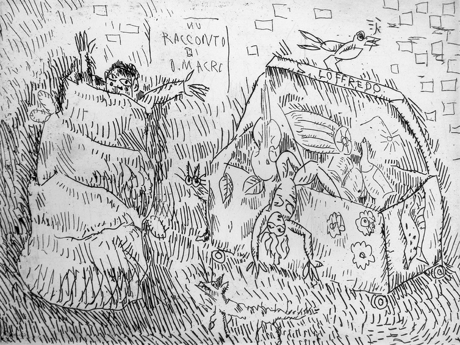 Un sacco d'uomo. Acquaforte originale di Silvio Loffredo.